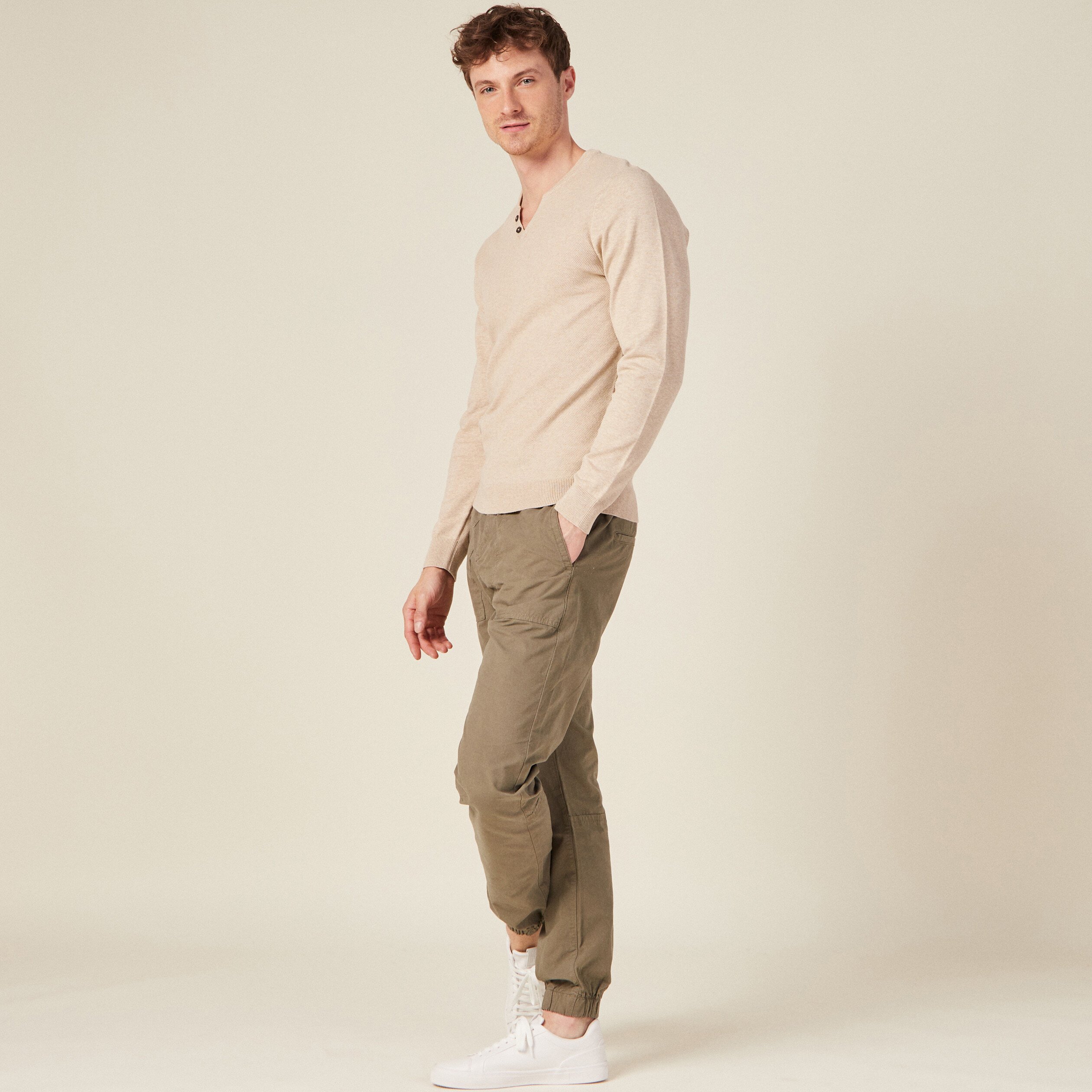 pull manches longues beige homme Pull manches longues beige homme