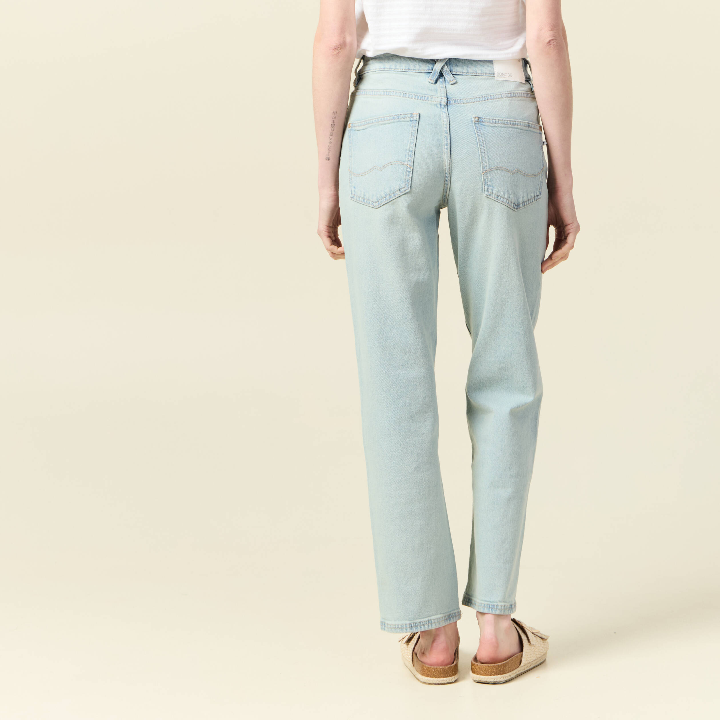 jeans droit 78eme denim baby bleu femme Jeans droit 7/8ème denim baby bleu femme