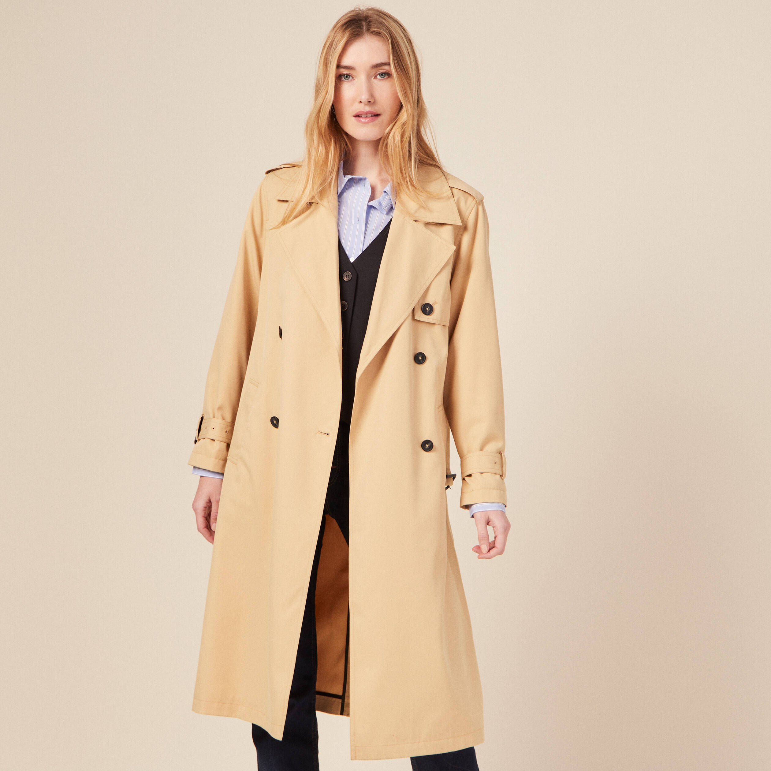 Trench long co responsable beige femme Bonobo