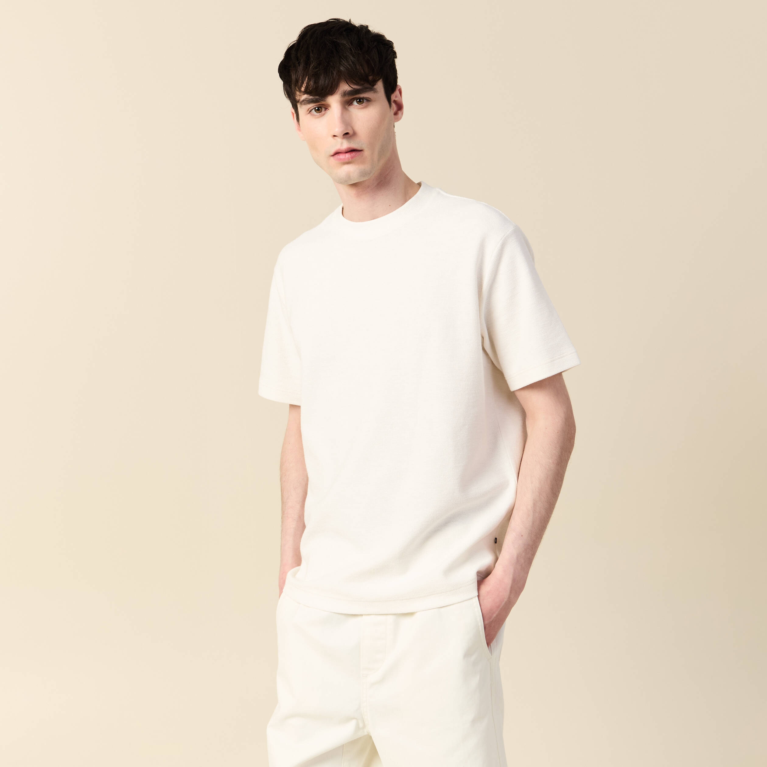 t shirt manches courtes ecru homme T-shirt manches courtes ecru homme