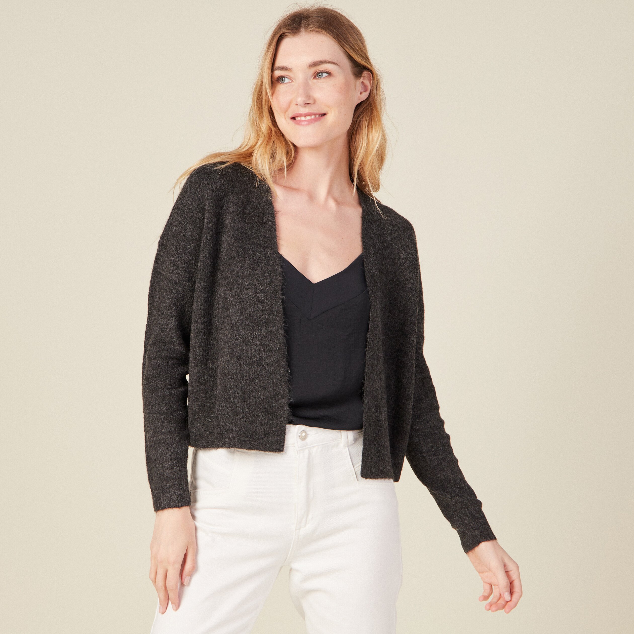 Gilet gris top foncé femme