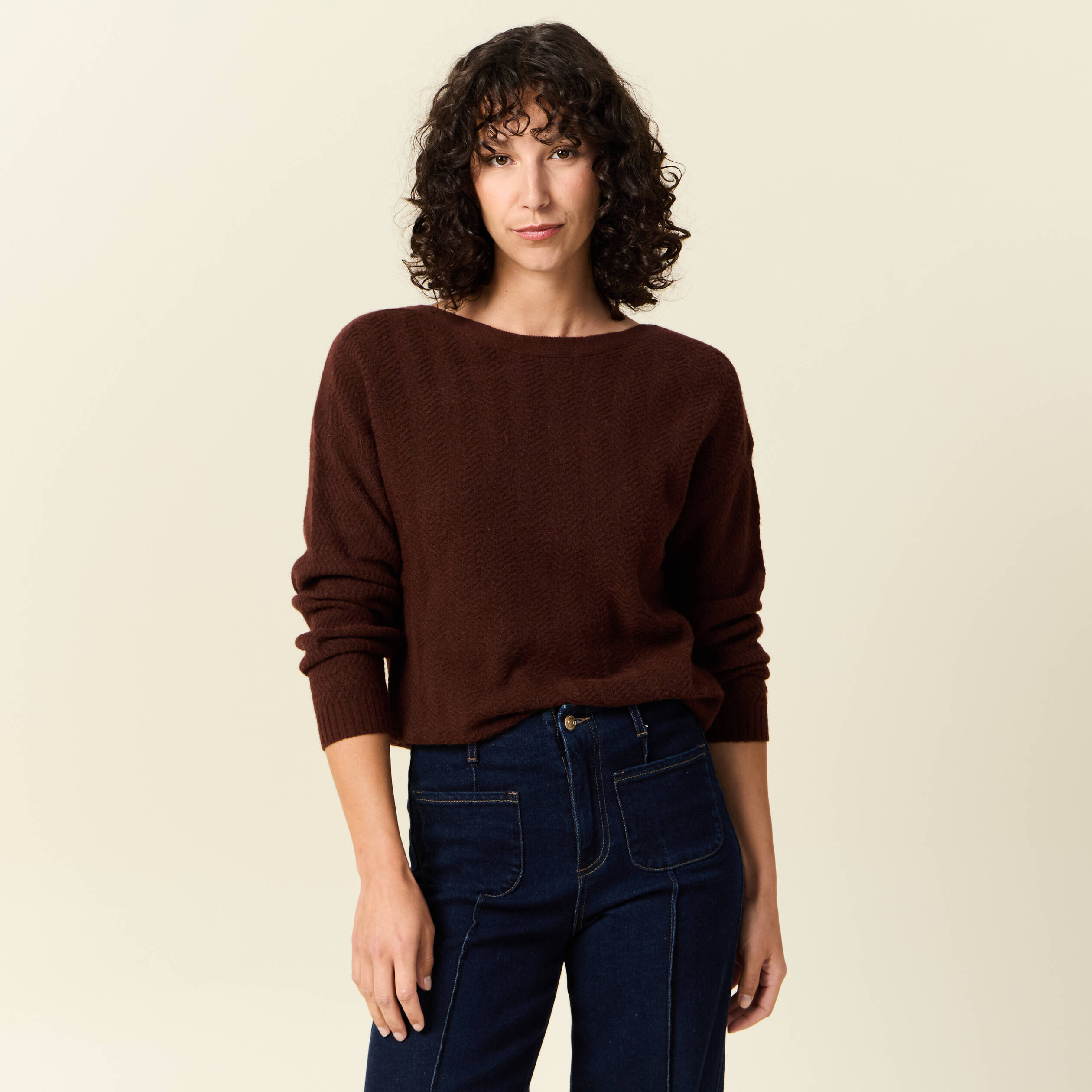 pull manches longues marron femme Pull manches longues marron femme