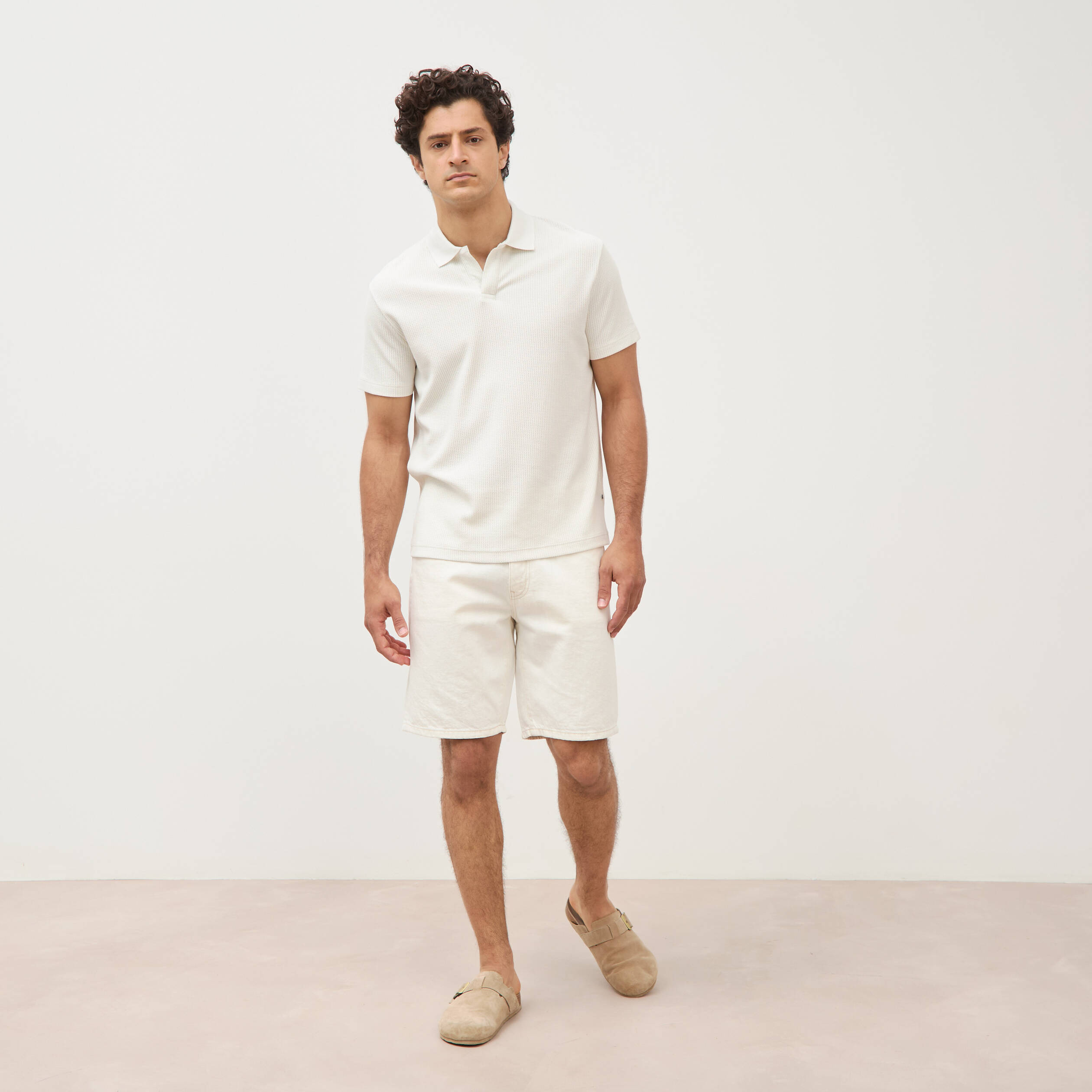 Polo manches courtes ecru homme