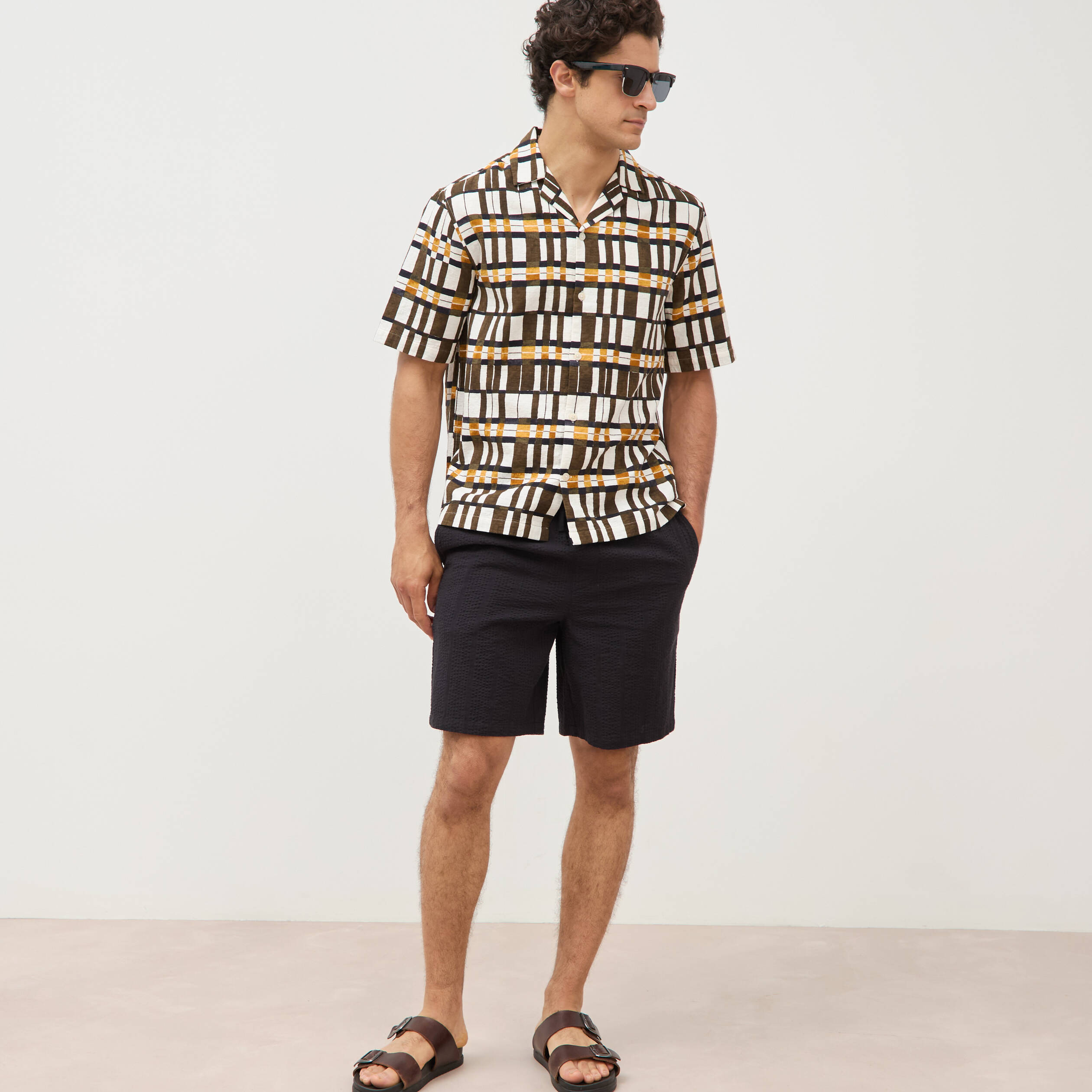 Short en coton noir homme