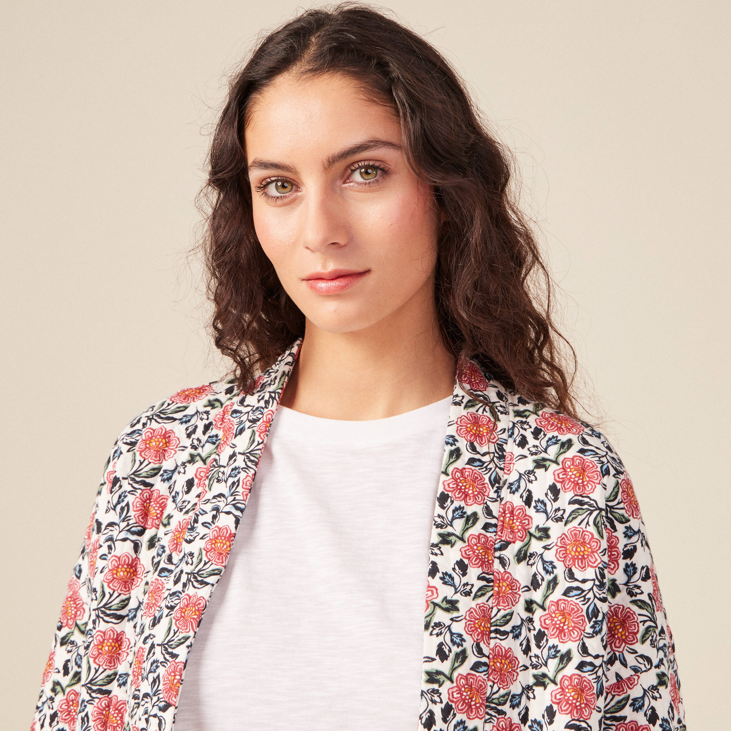 Gilet manches longues ecru femme | Bonobo