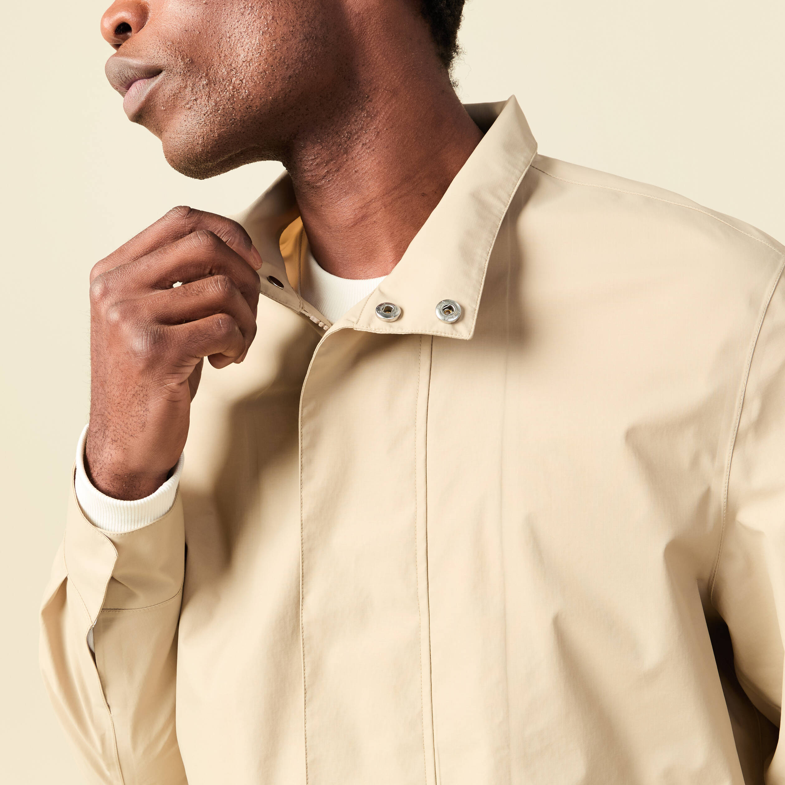 Trench manches longues col montant beige homme