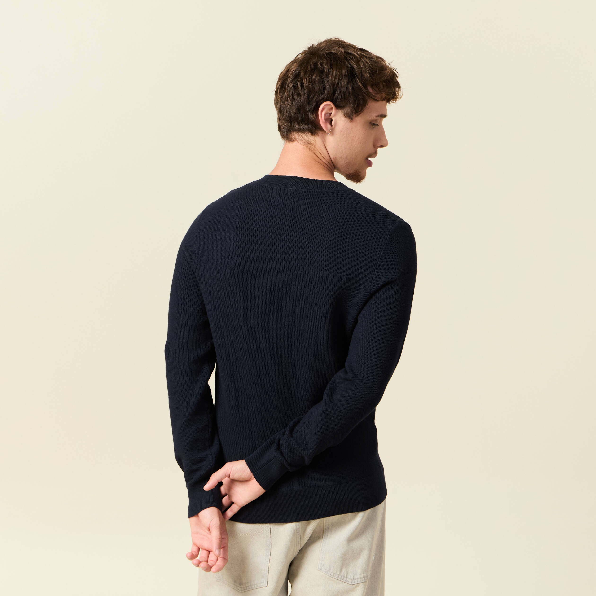 pull col v bleu marine homme Pull col V bleu marine homme