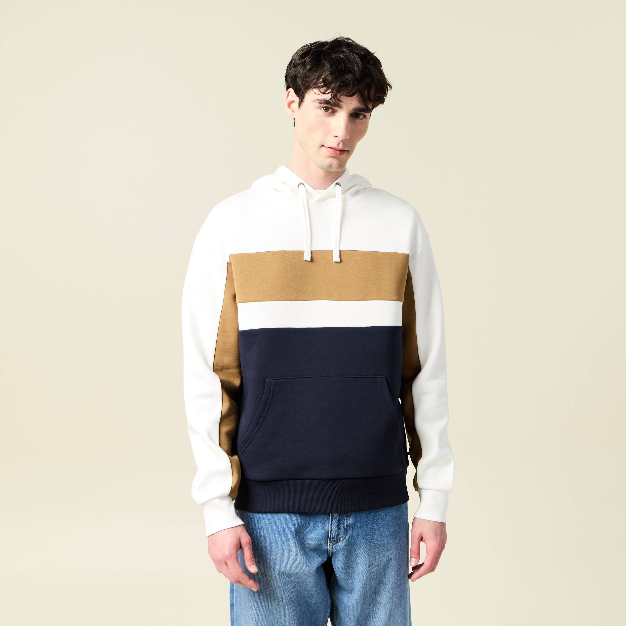 sweat a capuche manches longues ecru homme Sweat à capuche manches longues ecru homme