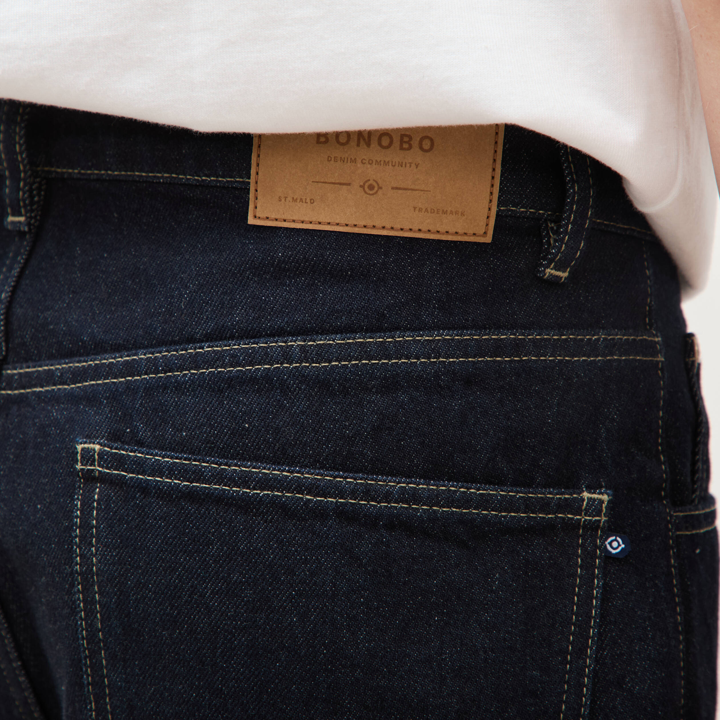 Jeans large longueur 32 en coton denim brut rinse homme