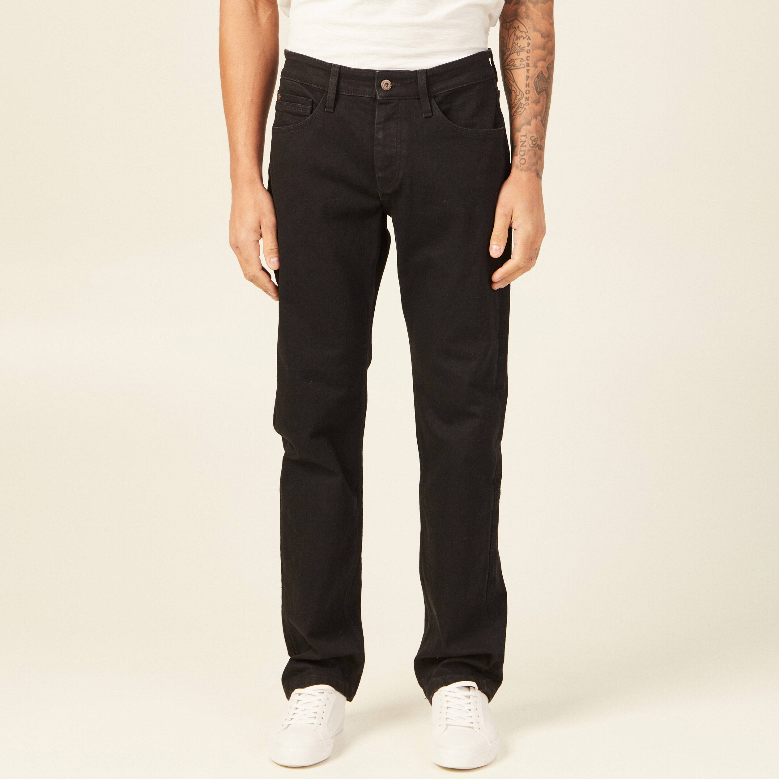 Jeans regular longueur 34 denim noir homme