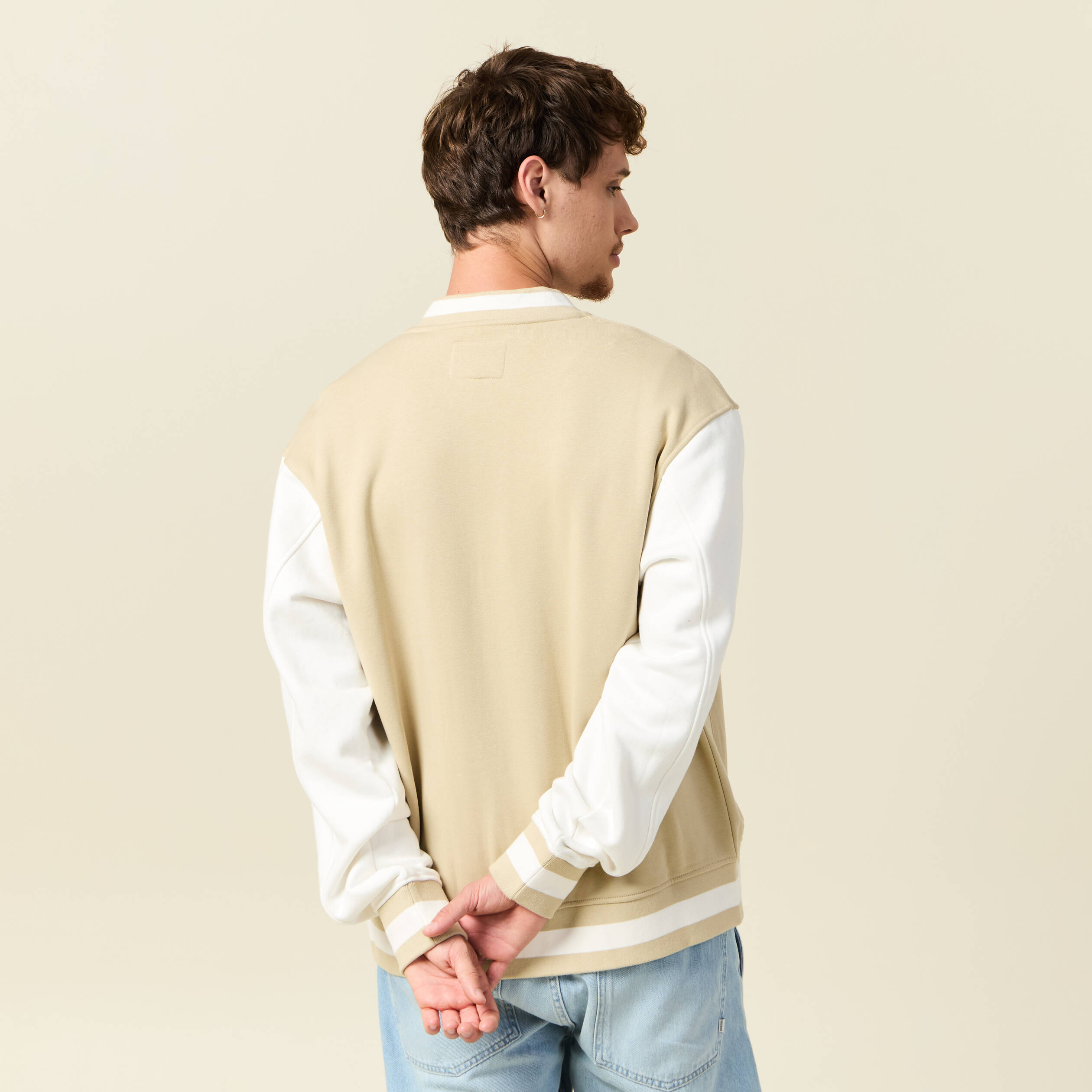 Veste sweat manches longues ecru homme