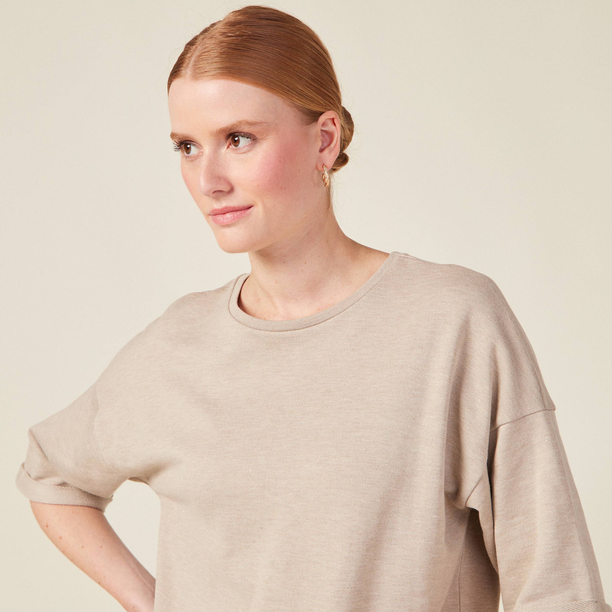 t shirt a manches courtes creme femme T-shirt à manches courtes creme femme