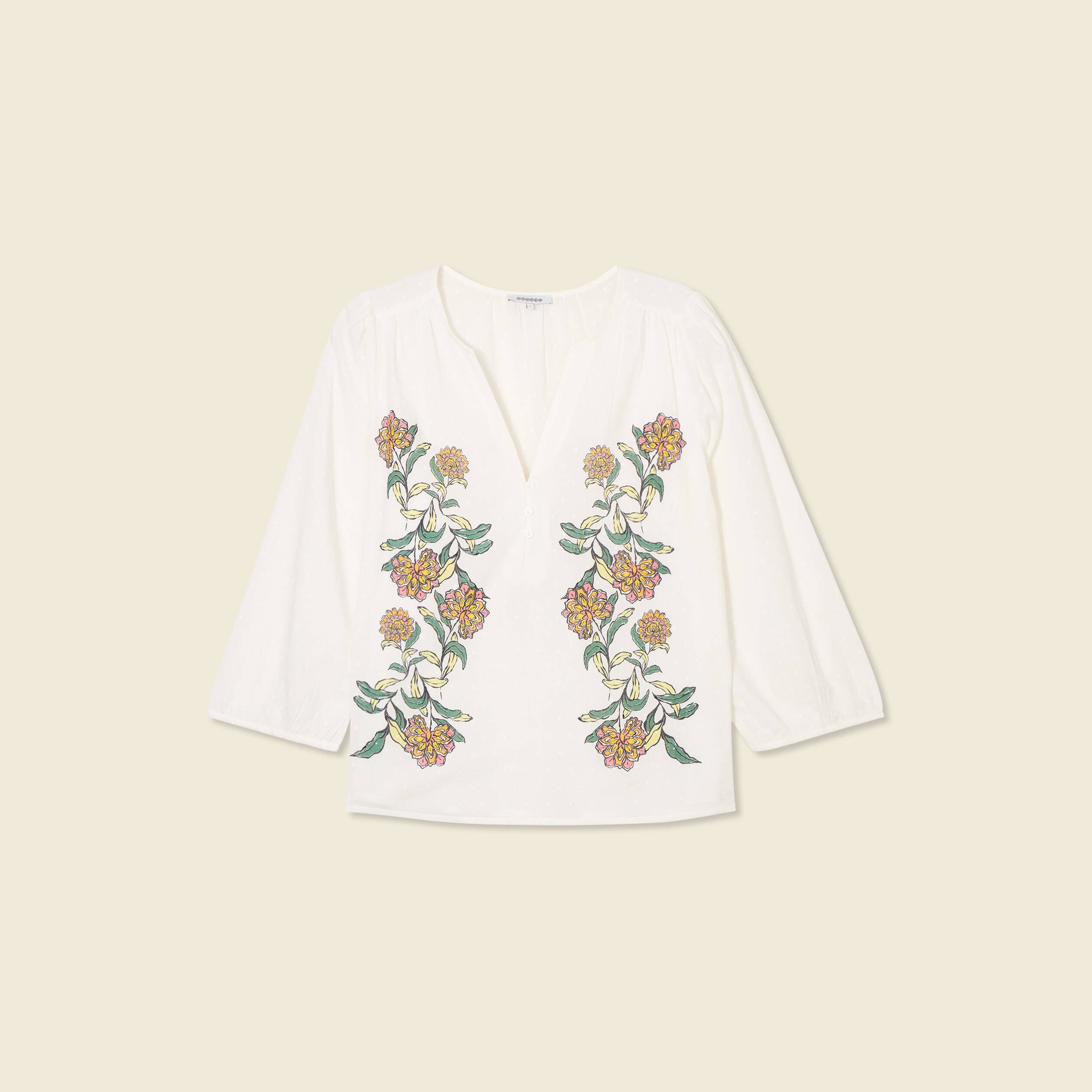 blouse manches 34 blanc femme Blouse manches 3/4 blanc femme