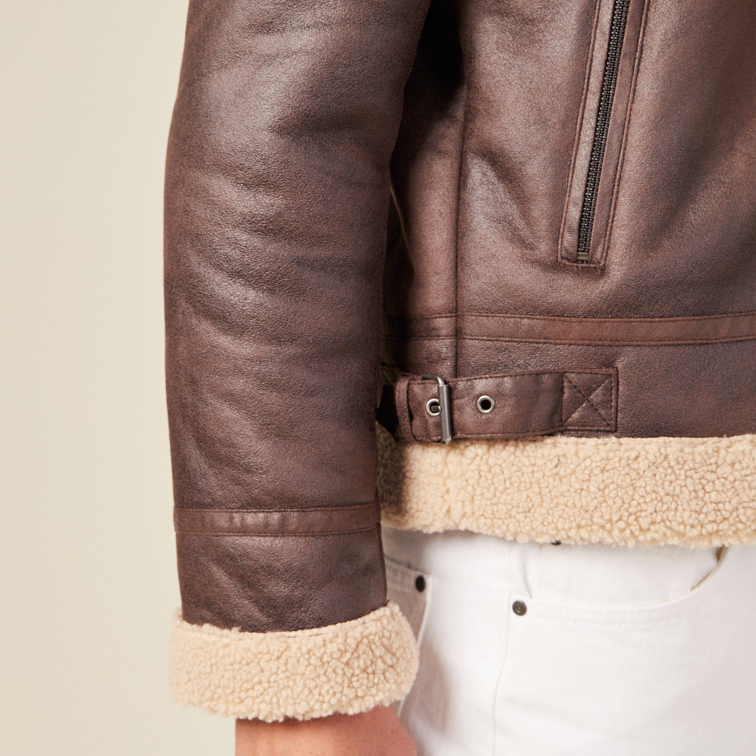 blouson droit simili cuir taupe homme Blouson droit simili cuir taupe homme