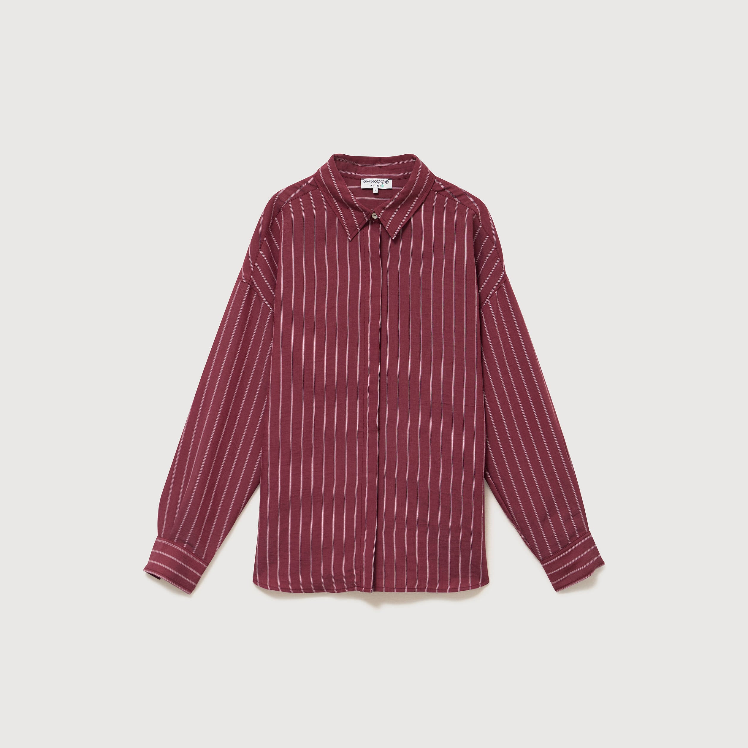 Chemise droite manches longues fluide bordeaux femme