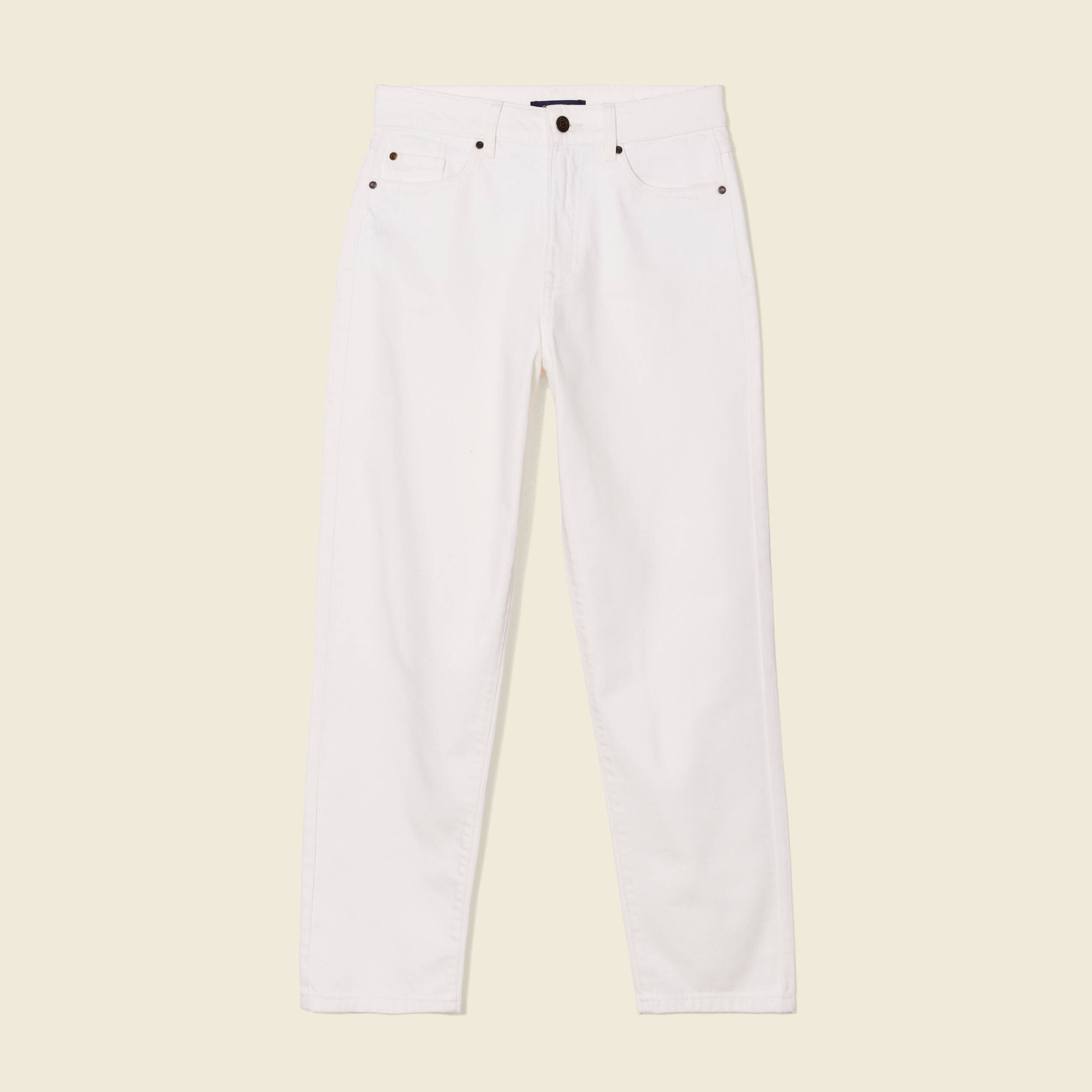 jeans straight 5 poches denim blanc femme Jeans straight 5 poches denim blanc femme