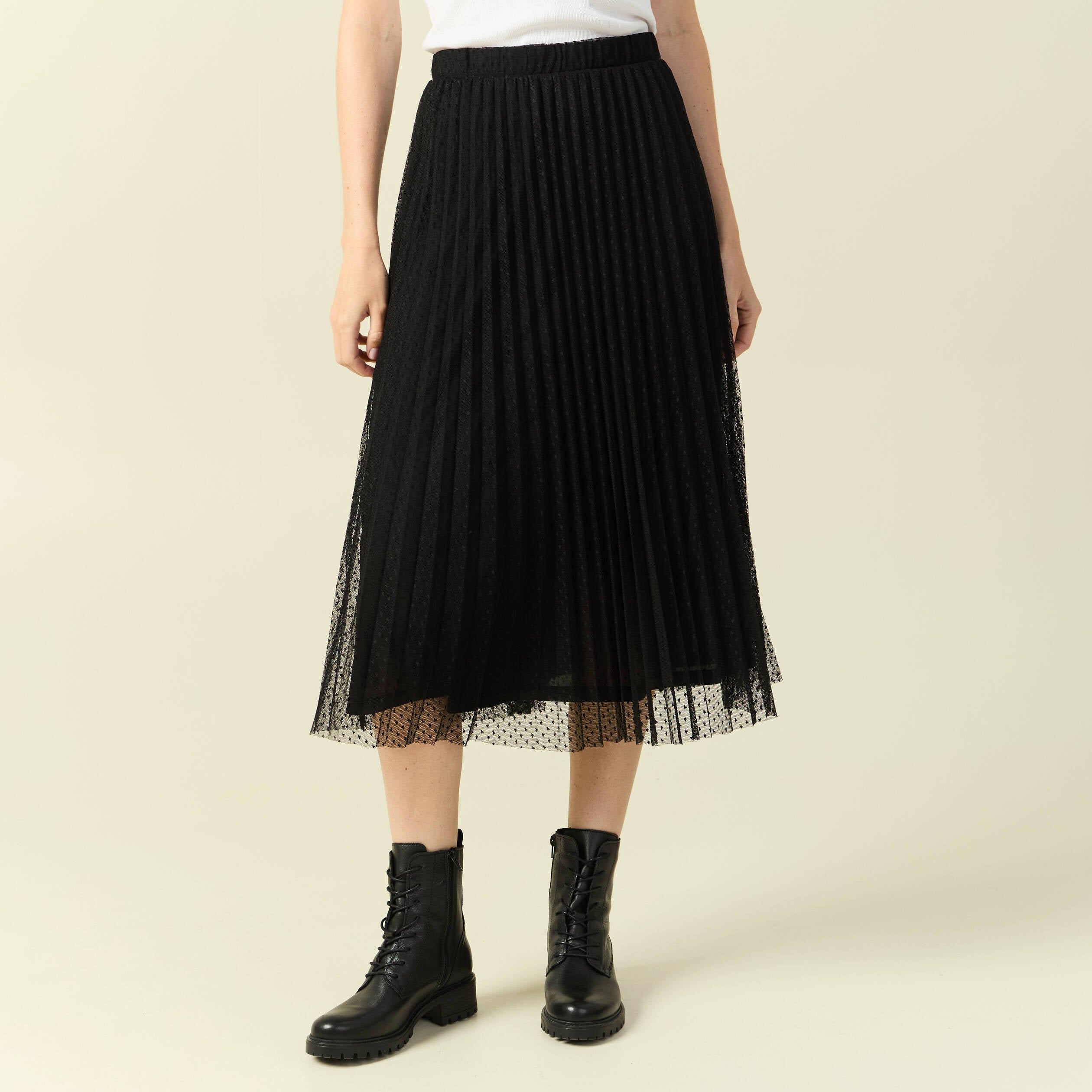 Jupe midi &eacute;vas&eacute;e tulle noir femme