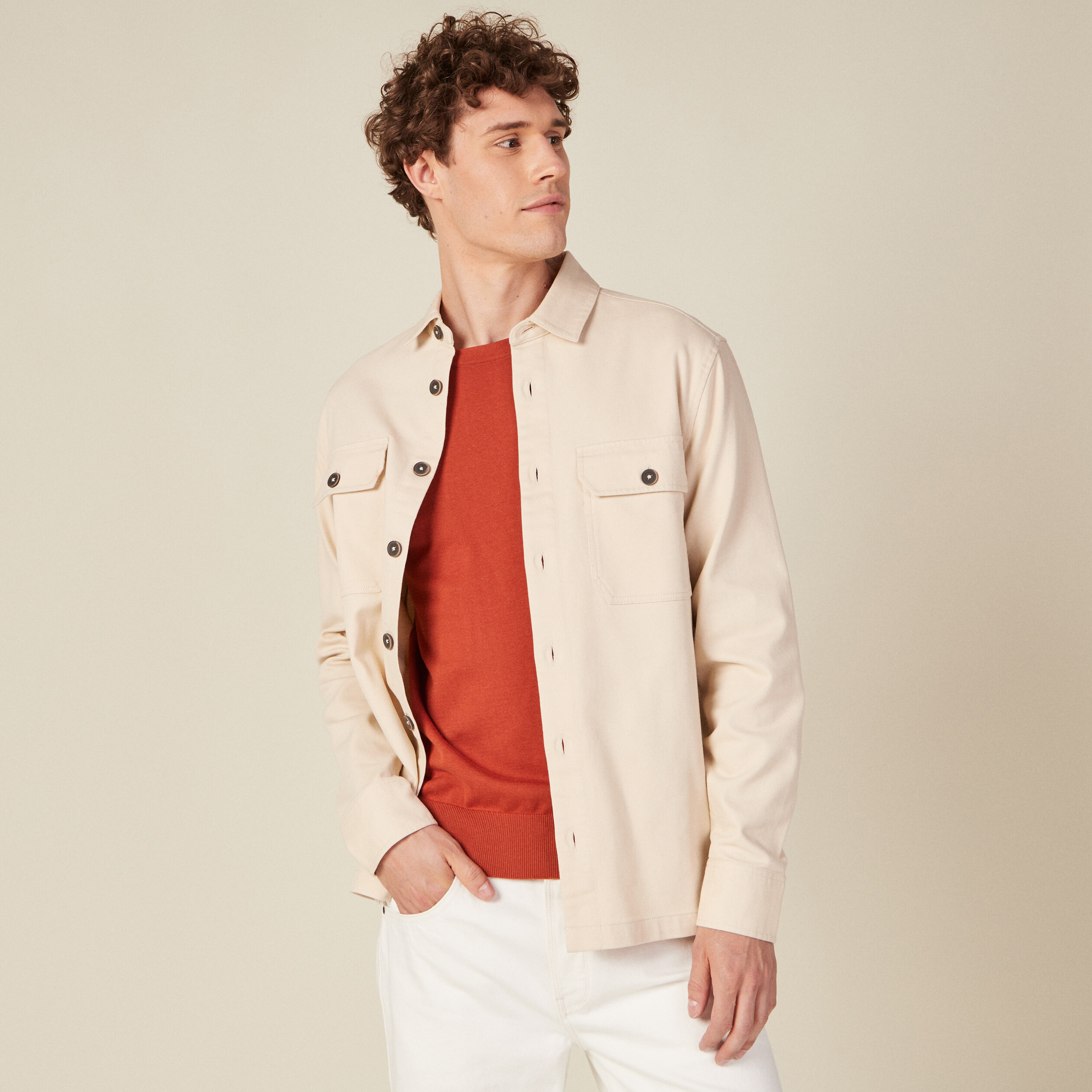Surchemise beige homme best sale