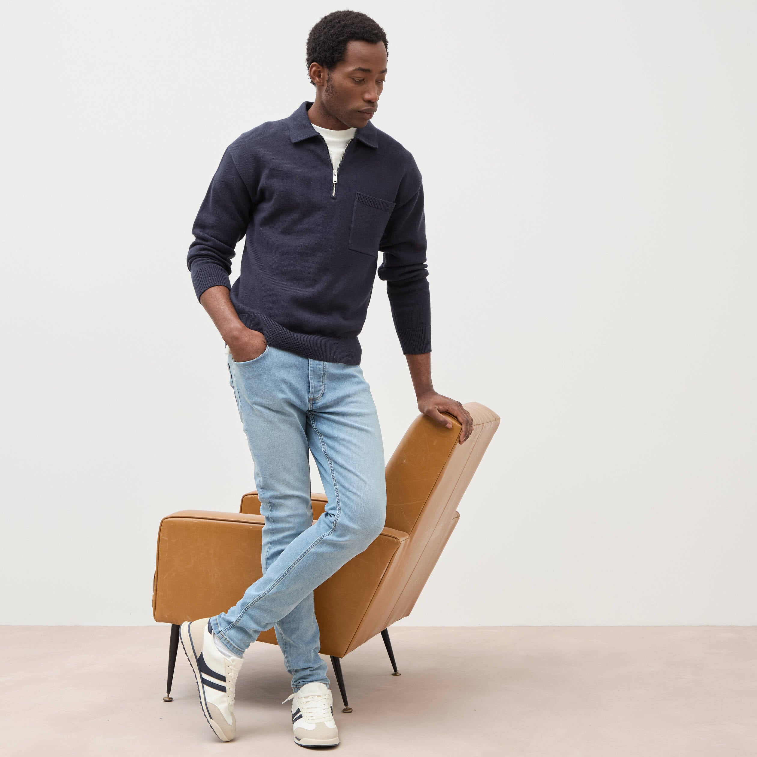 Jeans skinny tapered denim bleach homme