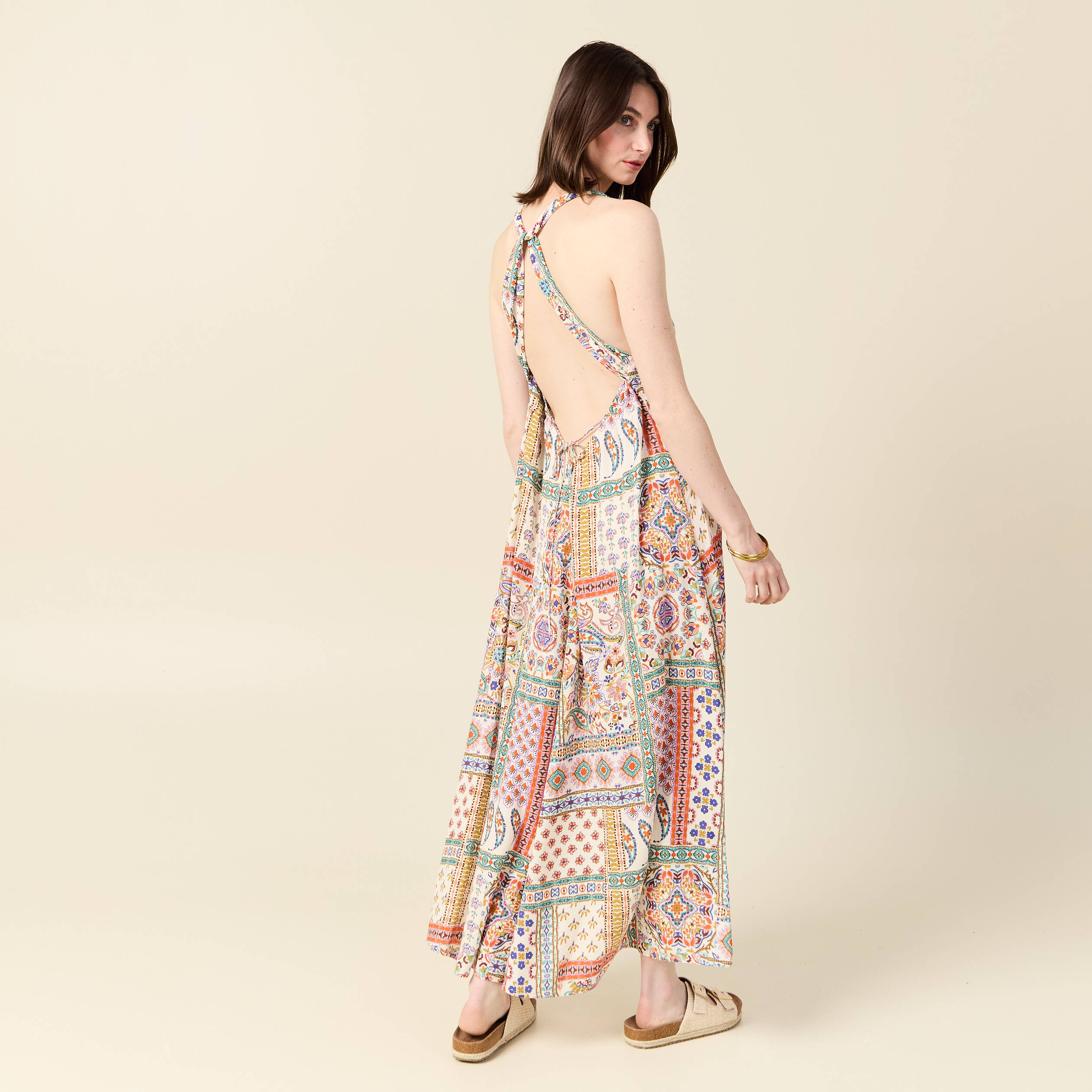 Robe longue ?�vas?�e fluide blanc femme | Bonobo