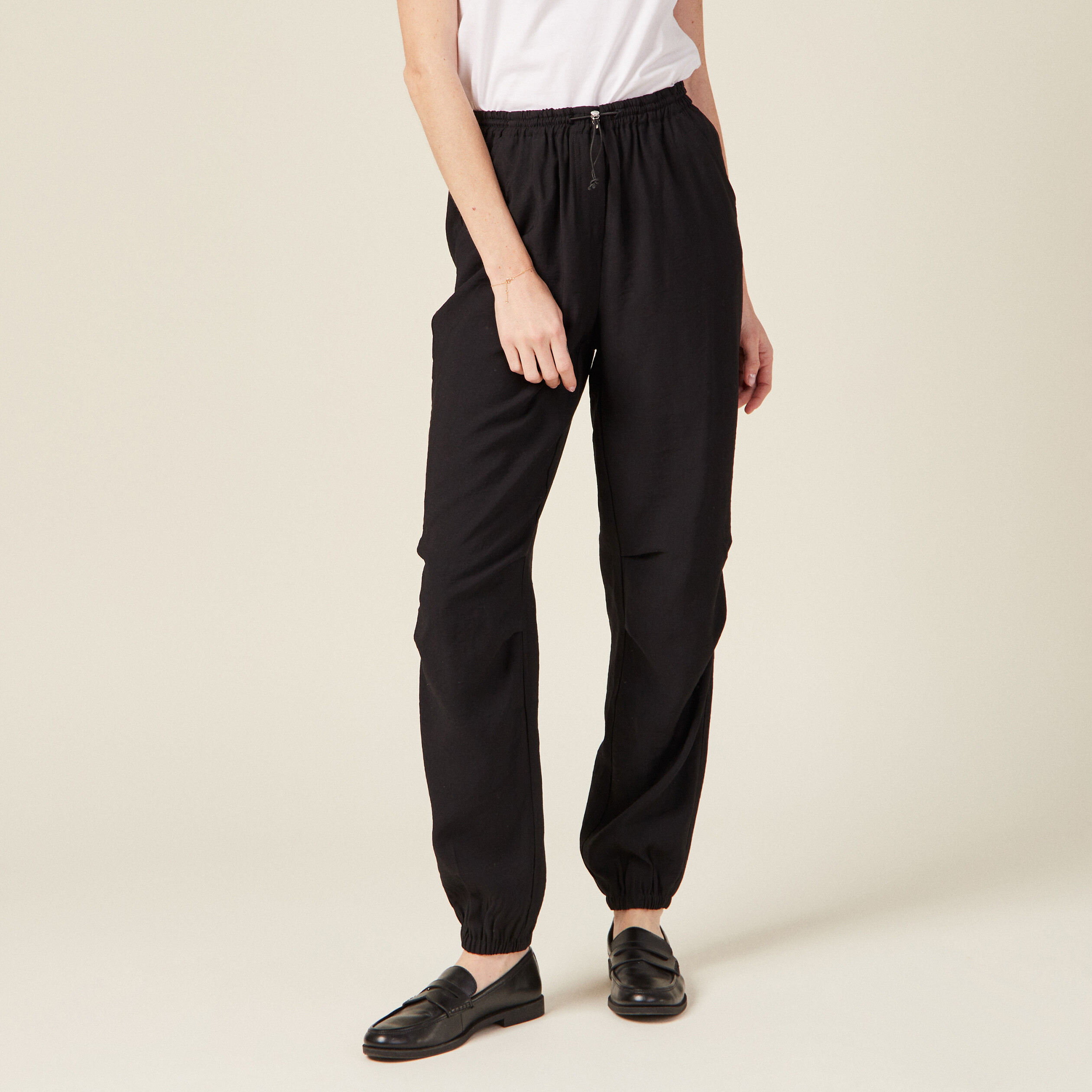 Pantalon Cargo Slim Noir Femme