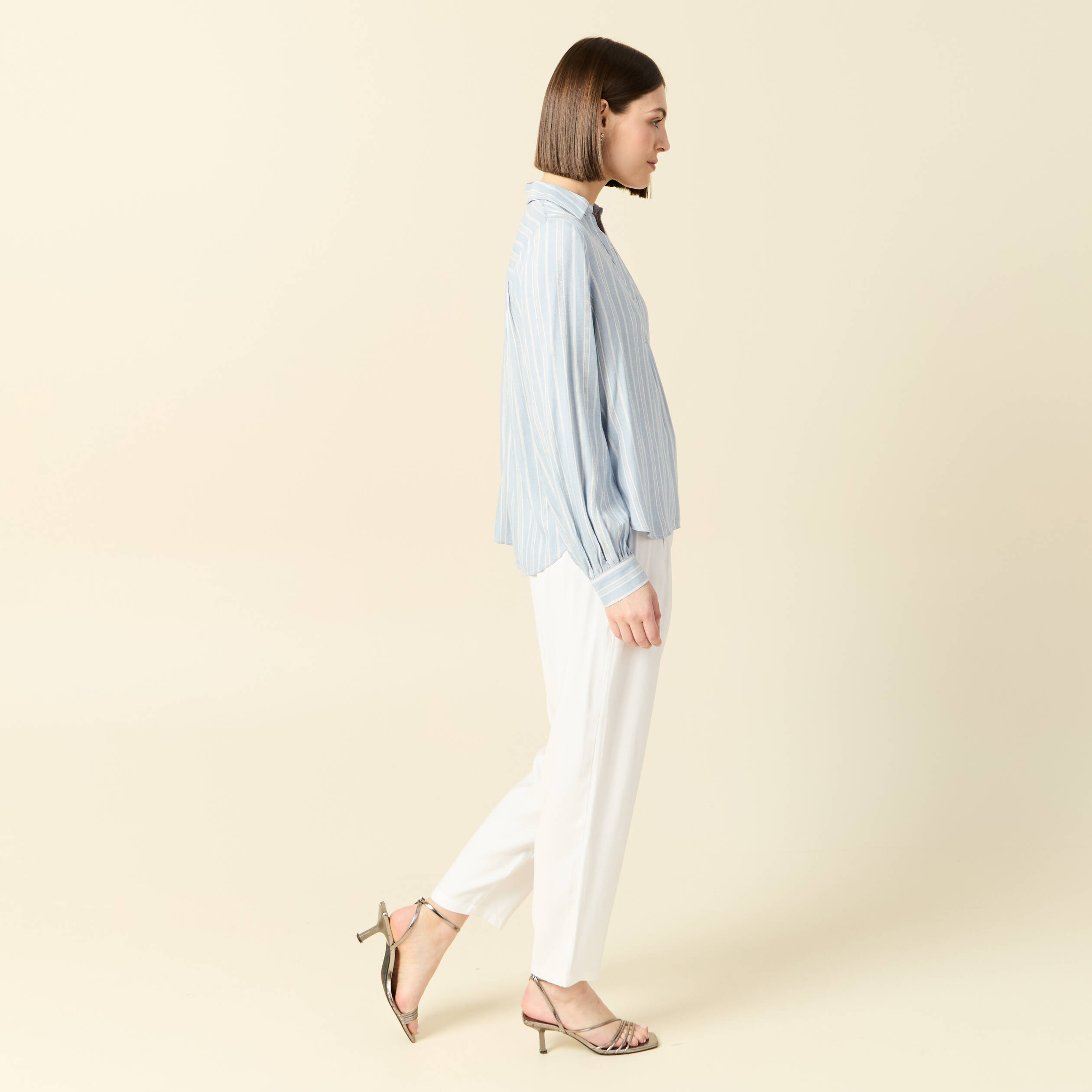 Blouse manches longues bleu femme