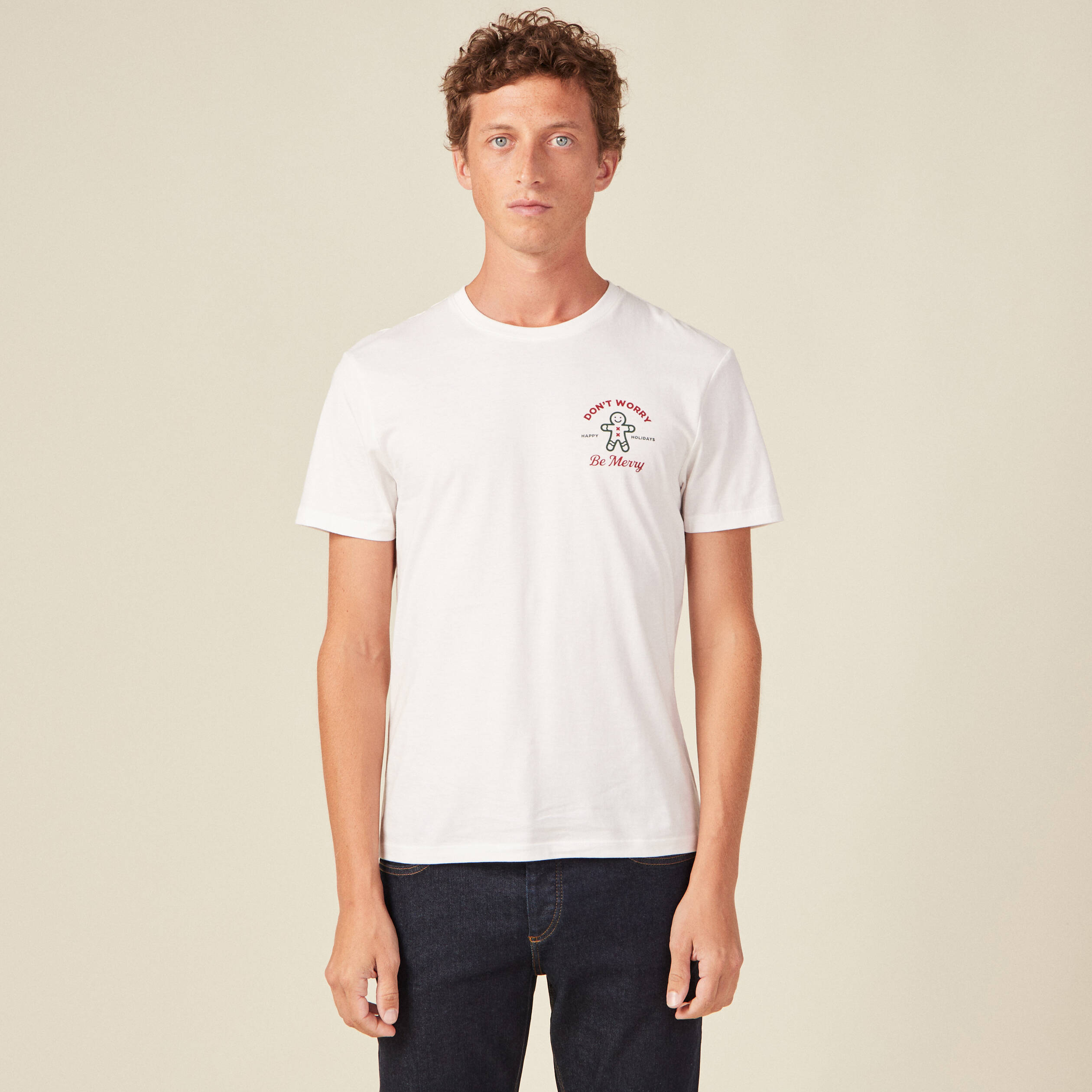 T-shirt manches courtes ecru homme