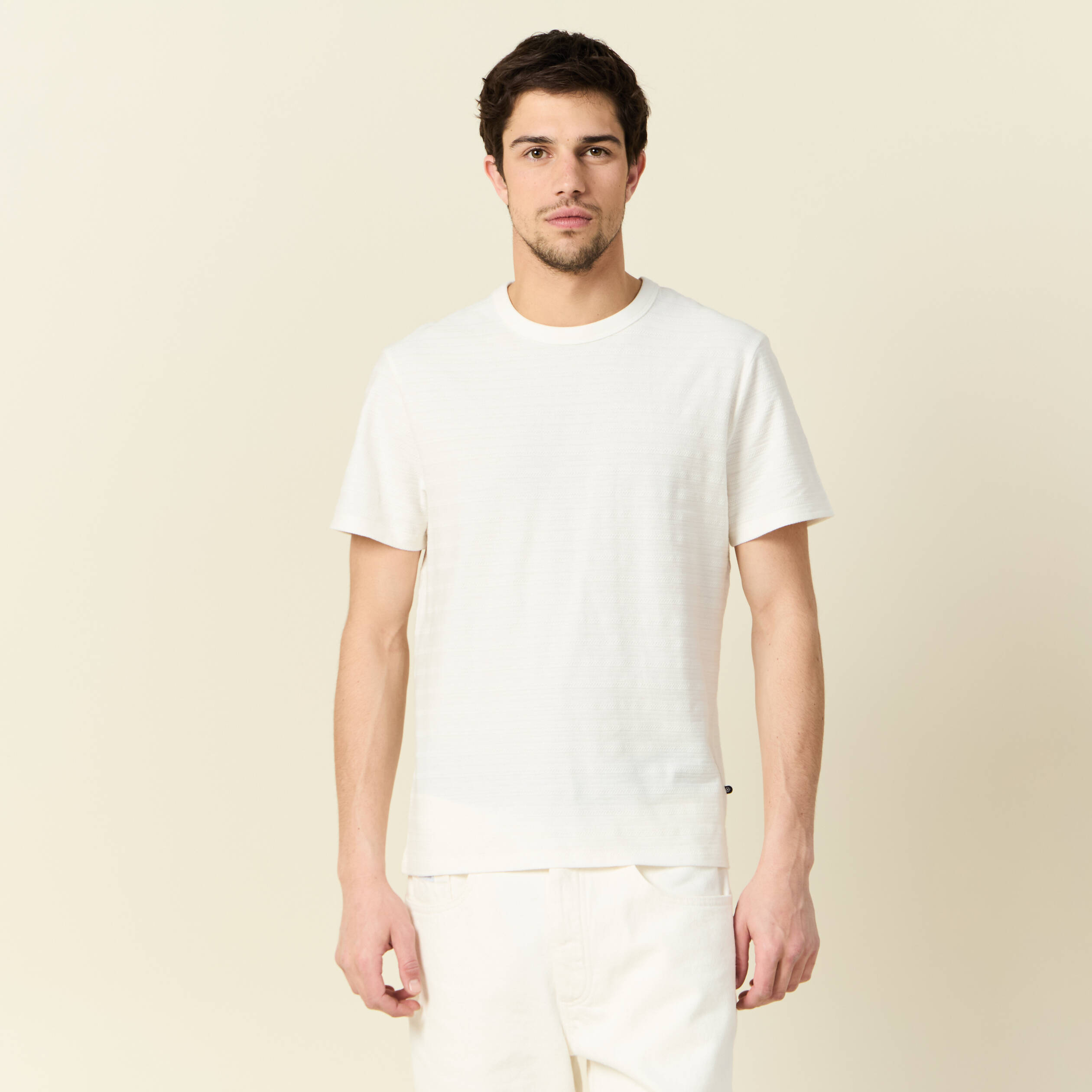 t shirt manches courtes ecru homme T-shirt manches courtes ecru homme