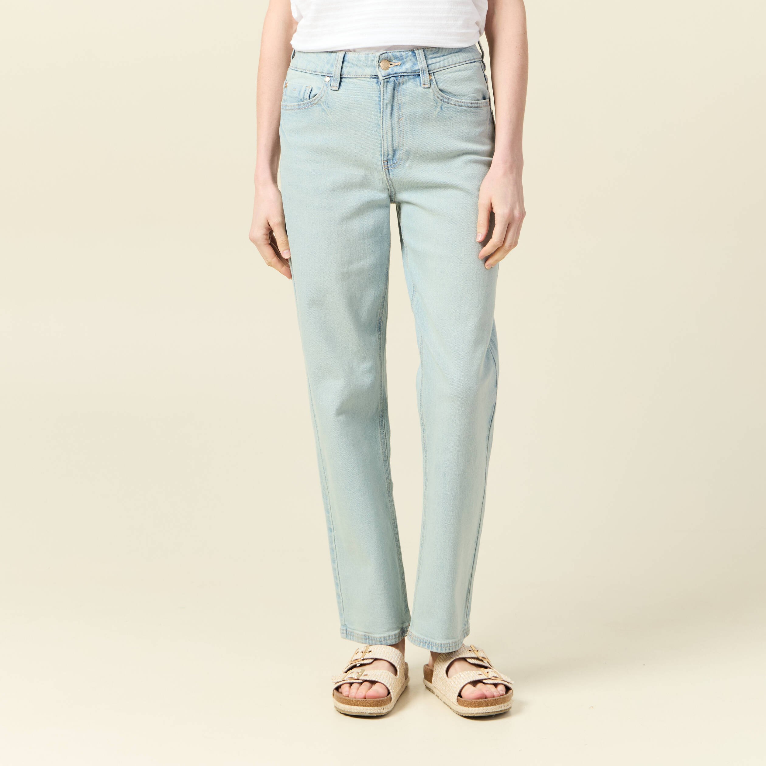 jeans droit 78eme denim baby bleu femme Jeans droit 7/8ème denim baby bleu femme