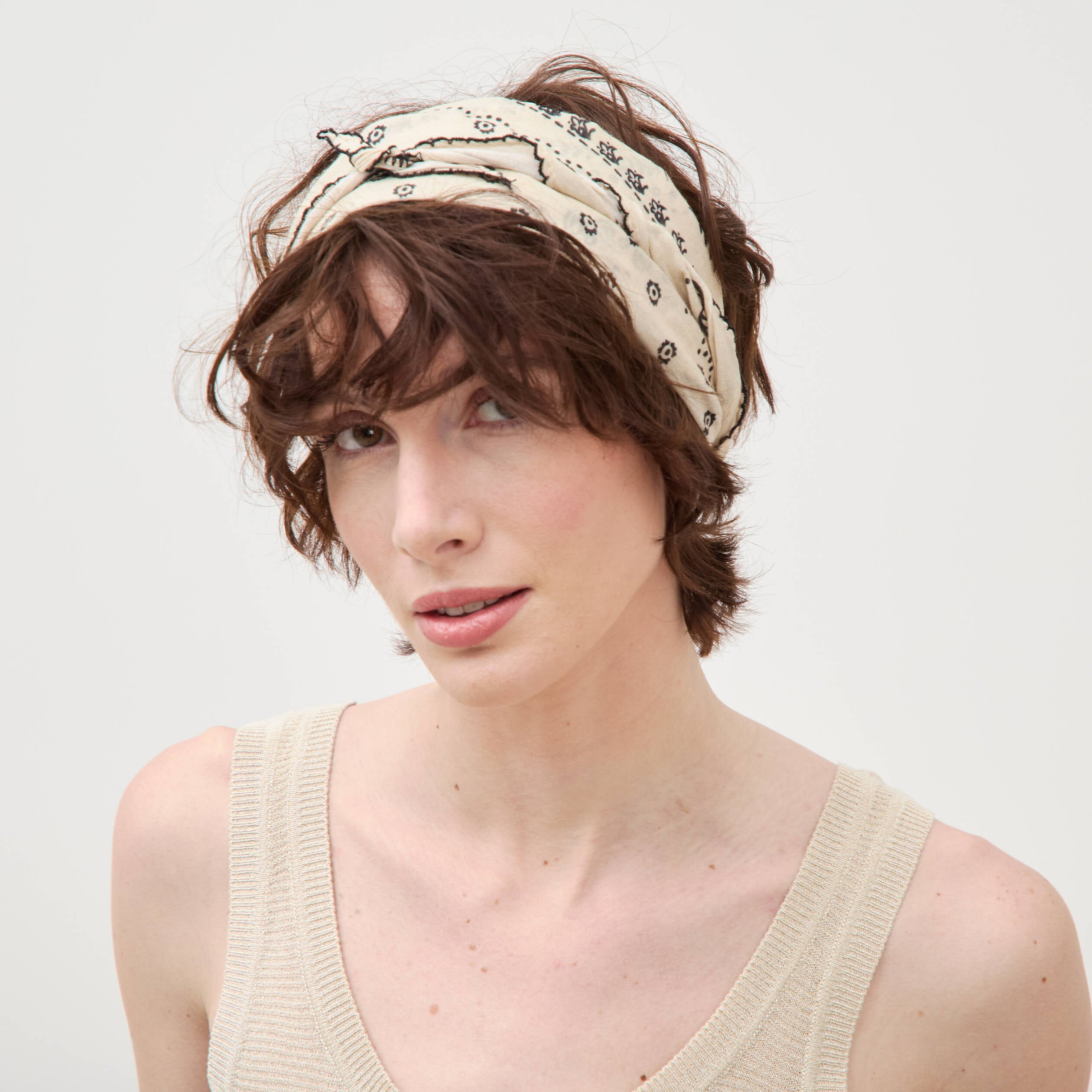 Foulard en coton noir femme