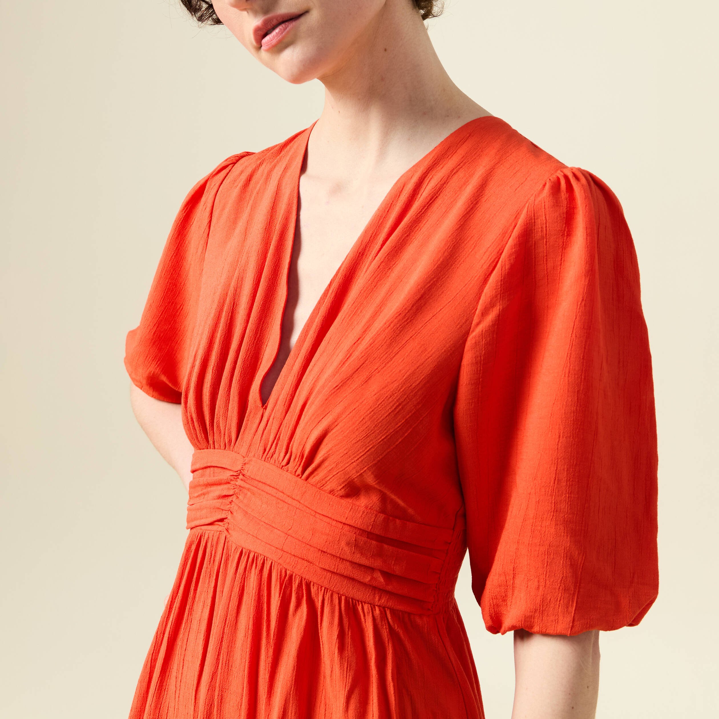 robe longue evasee orange femme Robe longue évasée orange femme