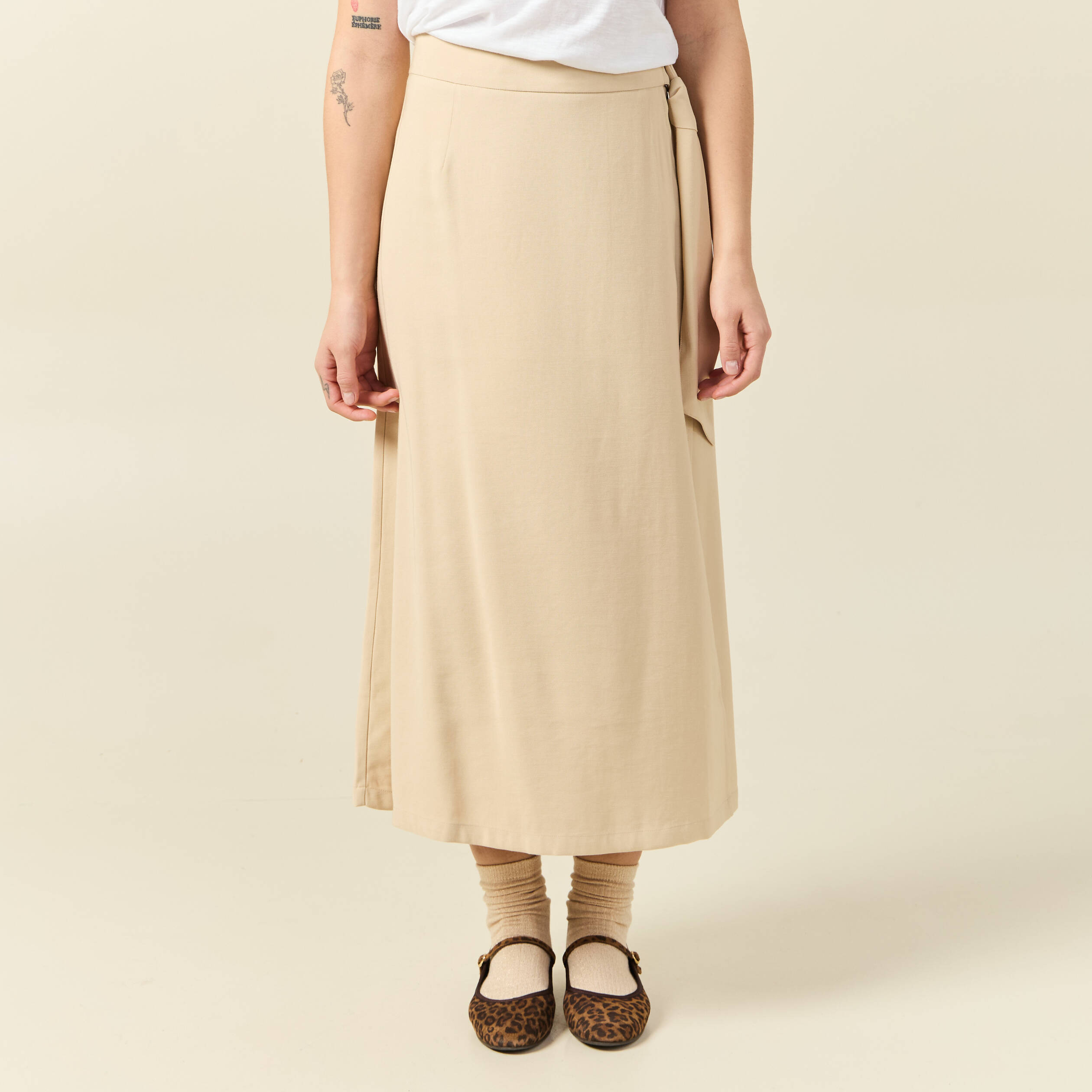 jupe longue portefeuille beige femme Jupe longue portefeuille beige femme