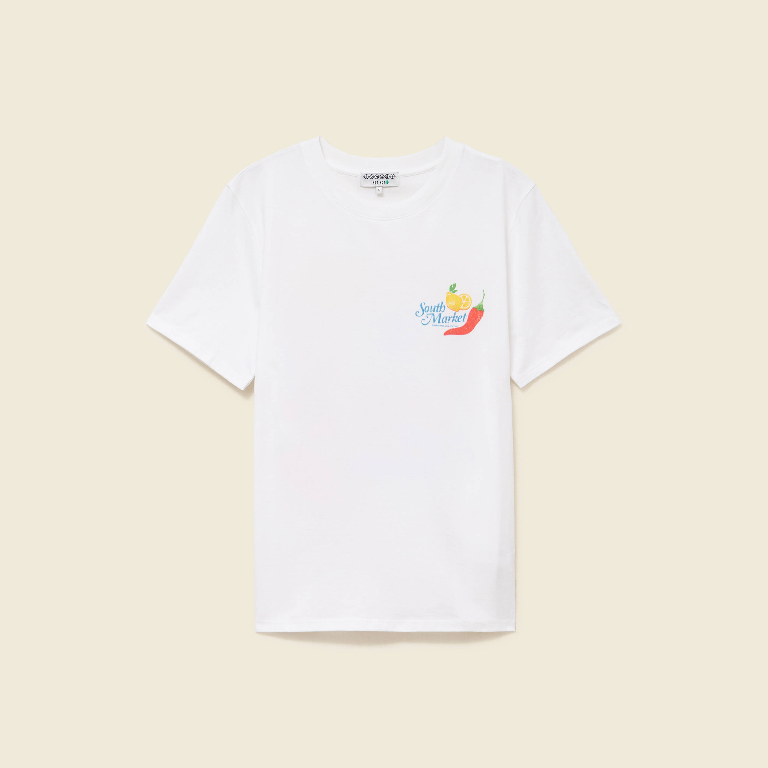 T-shirt en coton manches courtes blanc femme