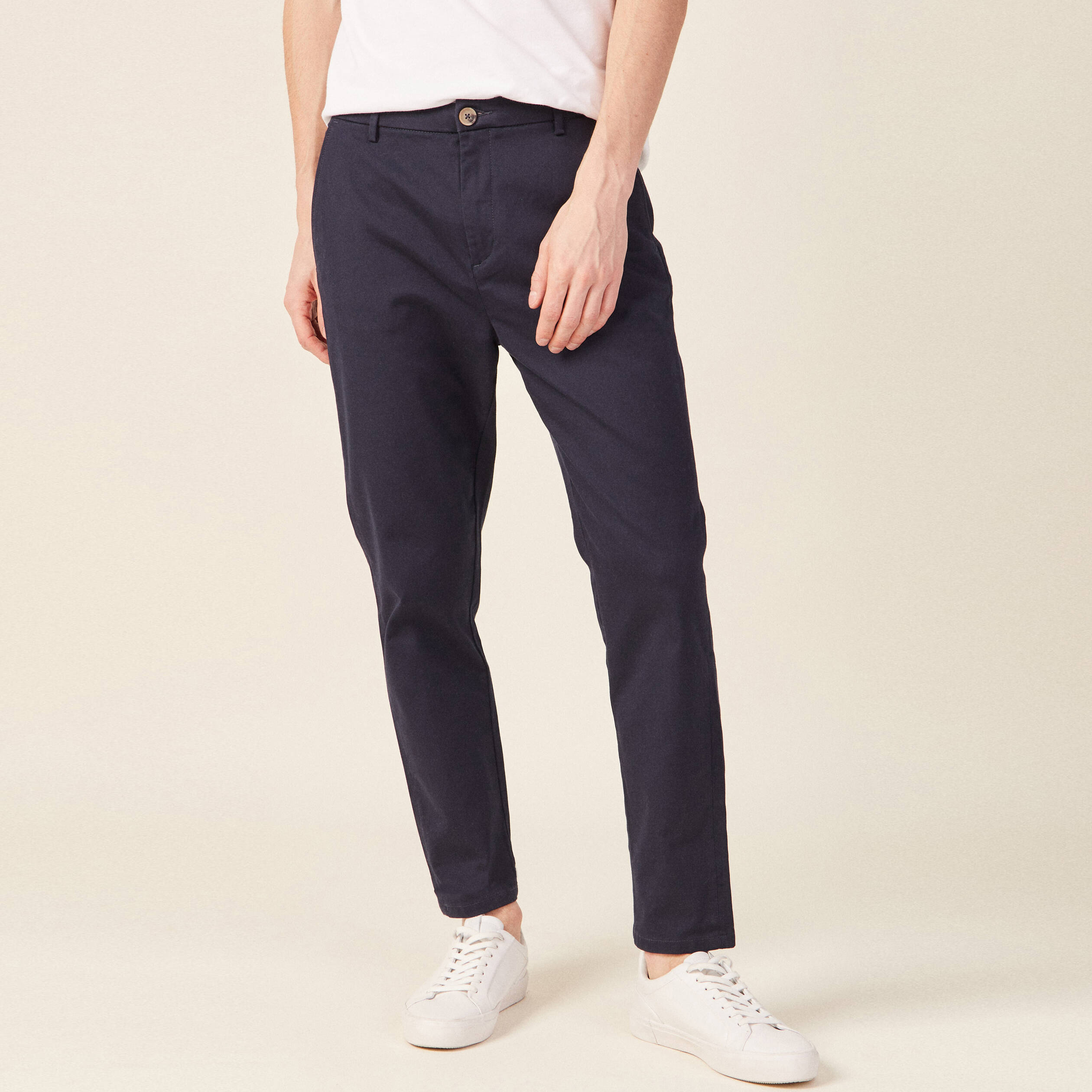 Pantalon chino 7/8ème bleu marine homme