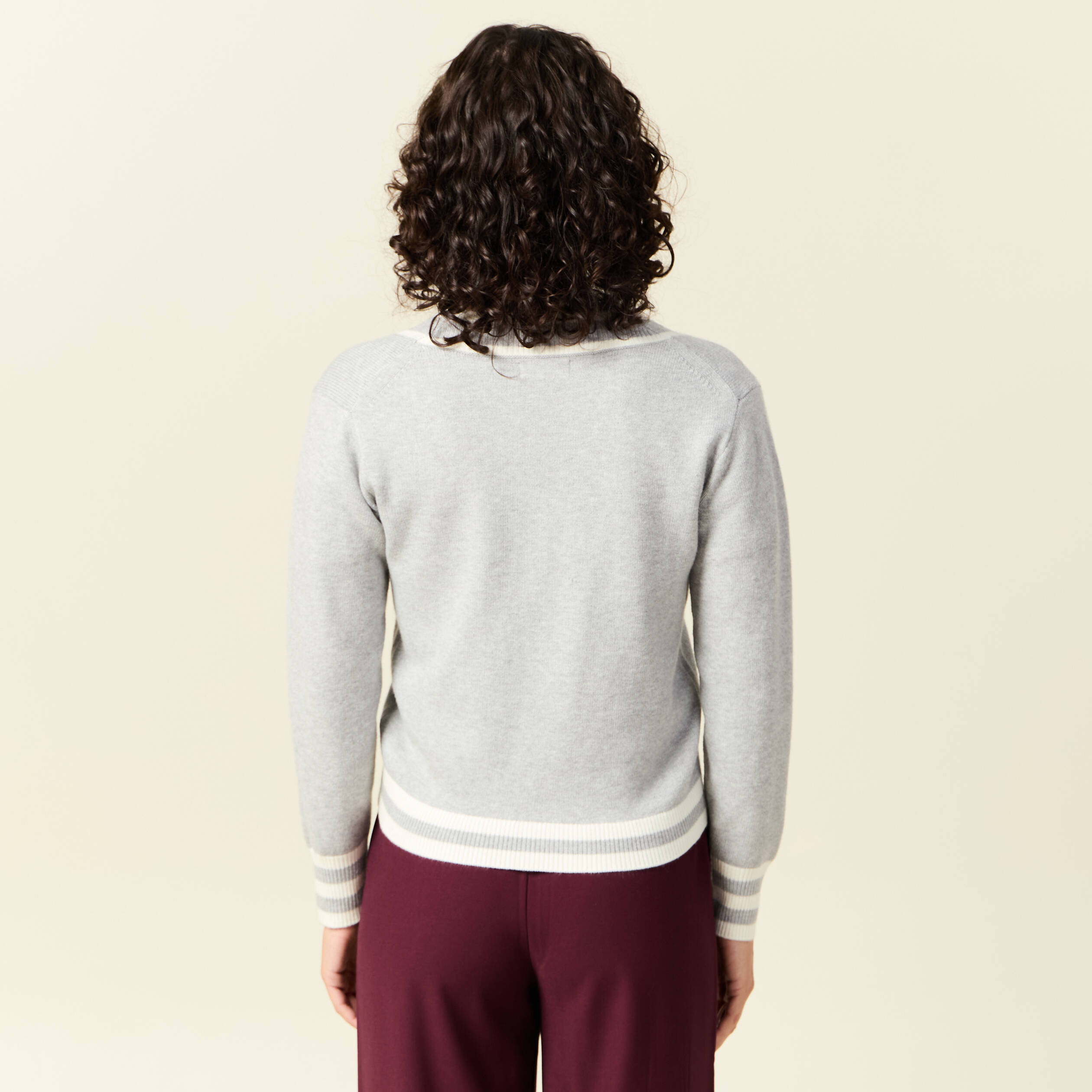 Pull manches longues gris clair femme