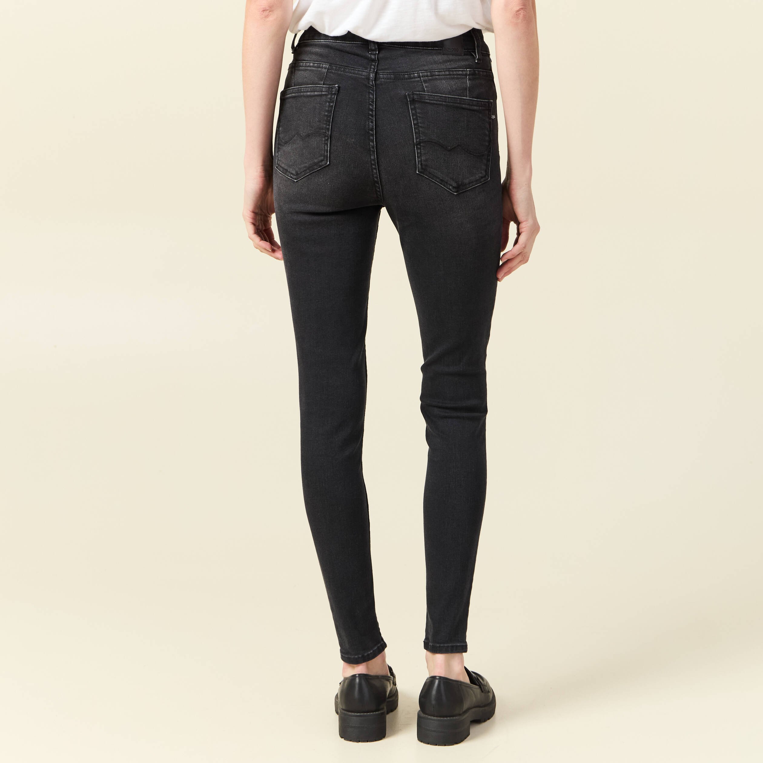 Jeans skinny taille haute denim gris femme Bonobo