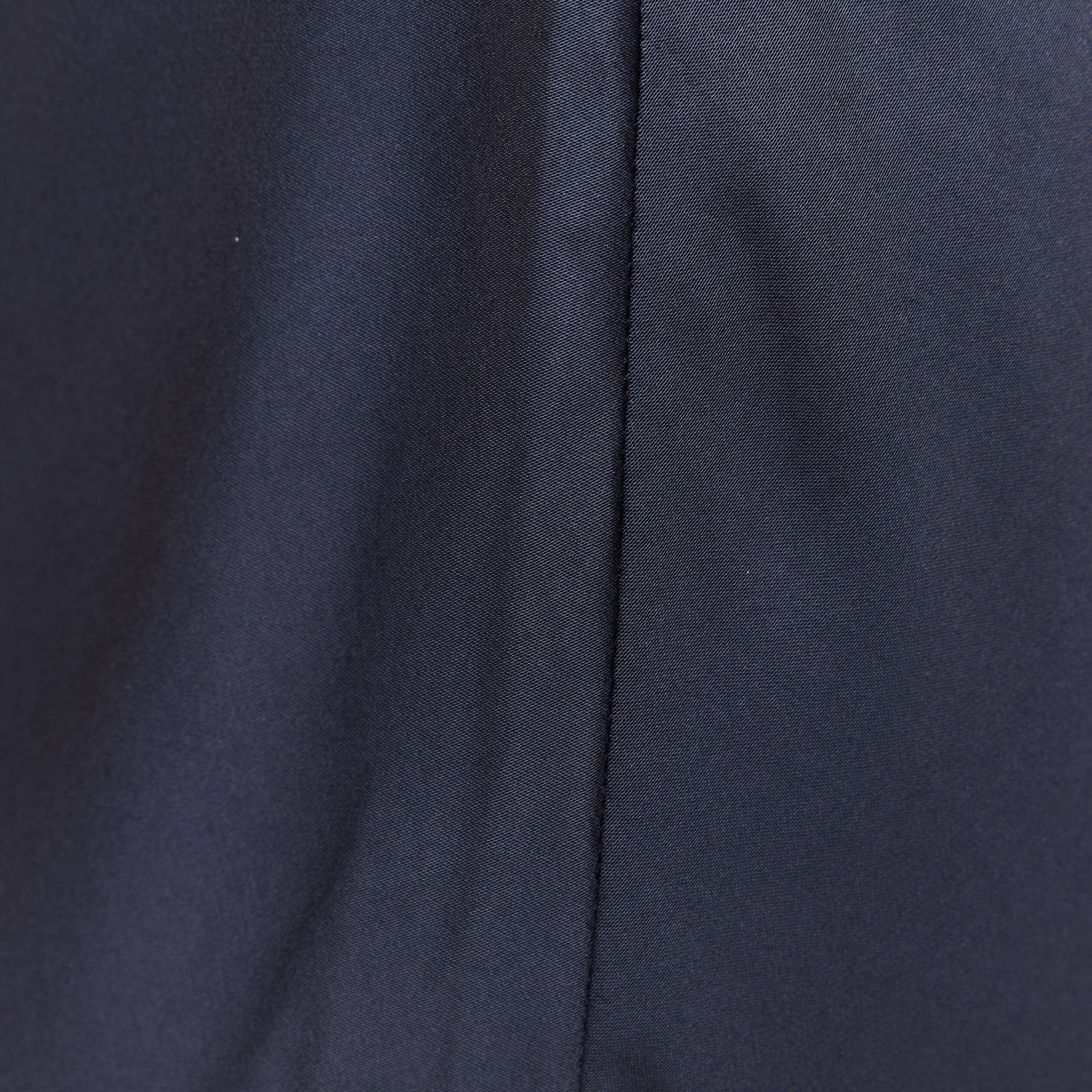 Jupe longue droite satin bleu marine femme