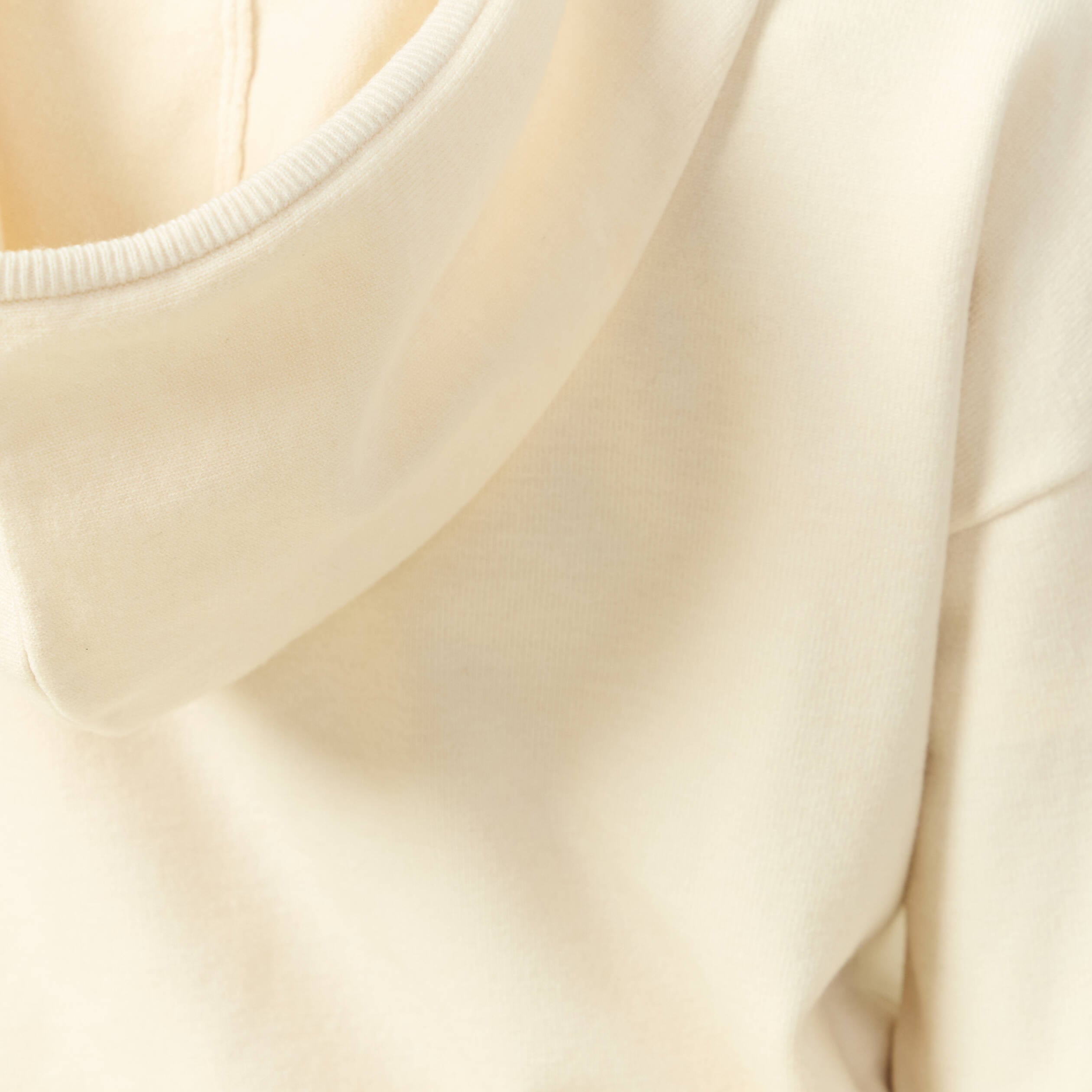 Sweat &agrave; capuche manches longues creme femme