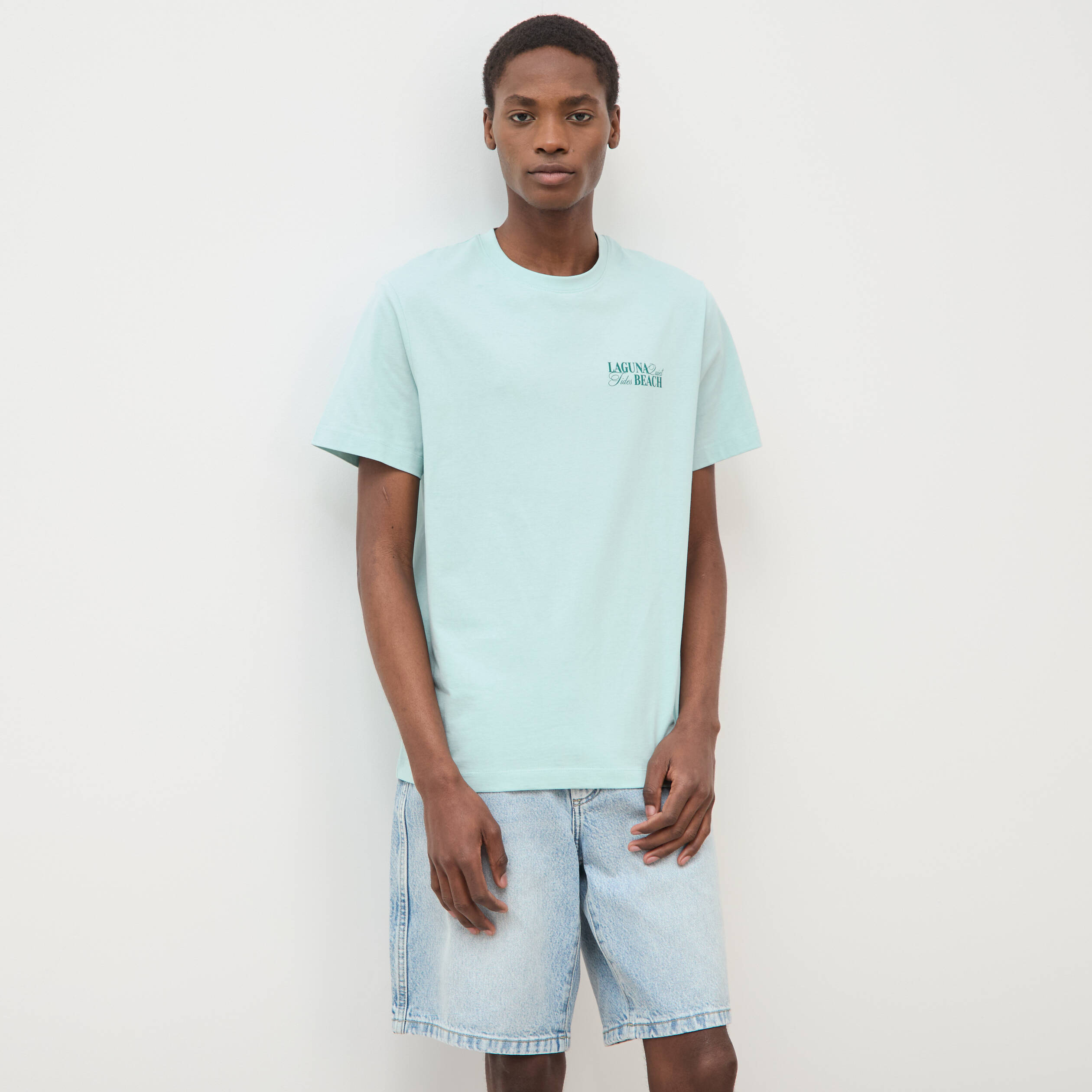 T-shirt en coton bleu gris homme