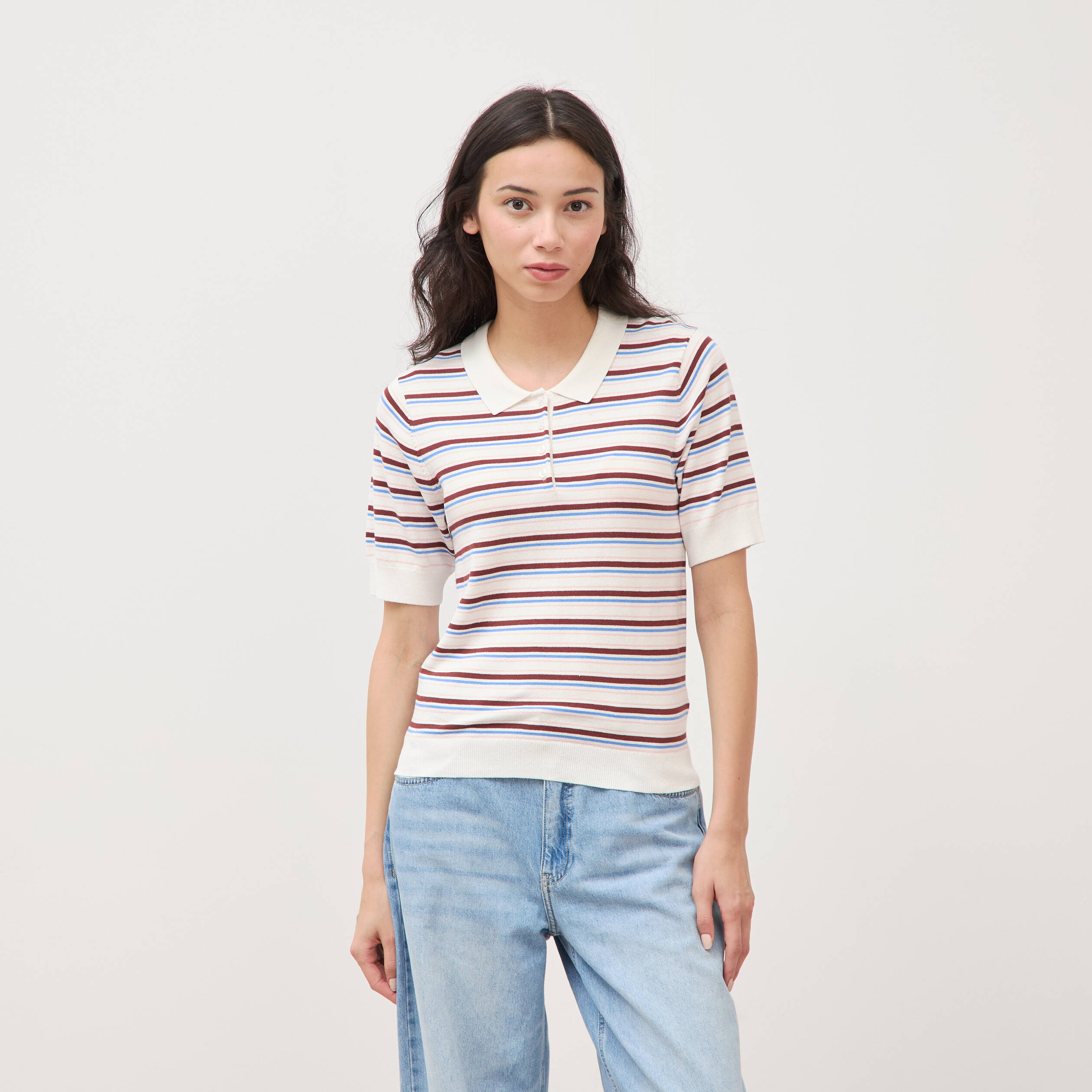 Polo manches courtes ecru femme