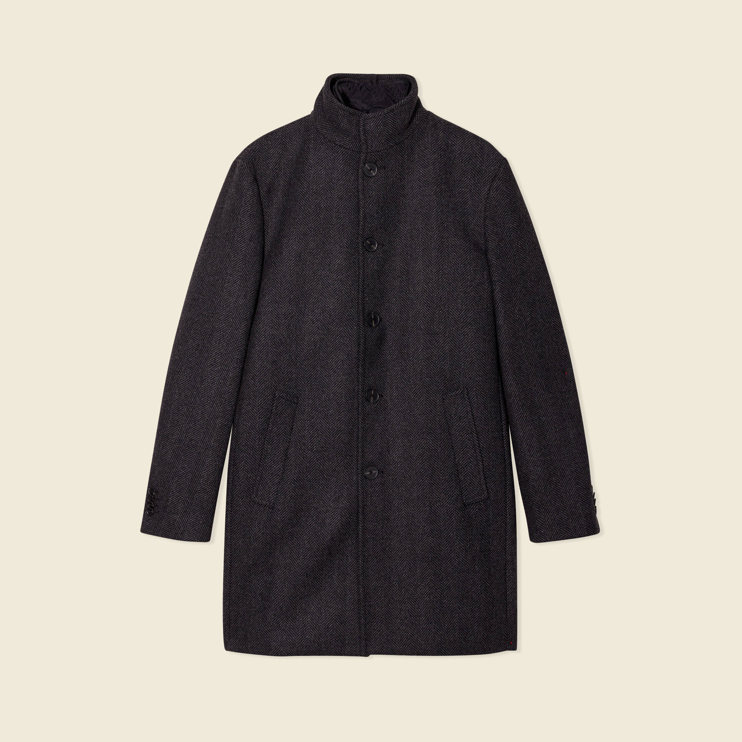 manteau ajuste boutonne gris fonce homme Manteau ajusté boutonné gris foncé homme