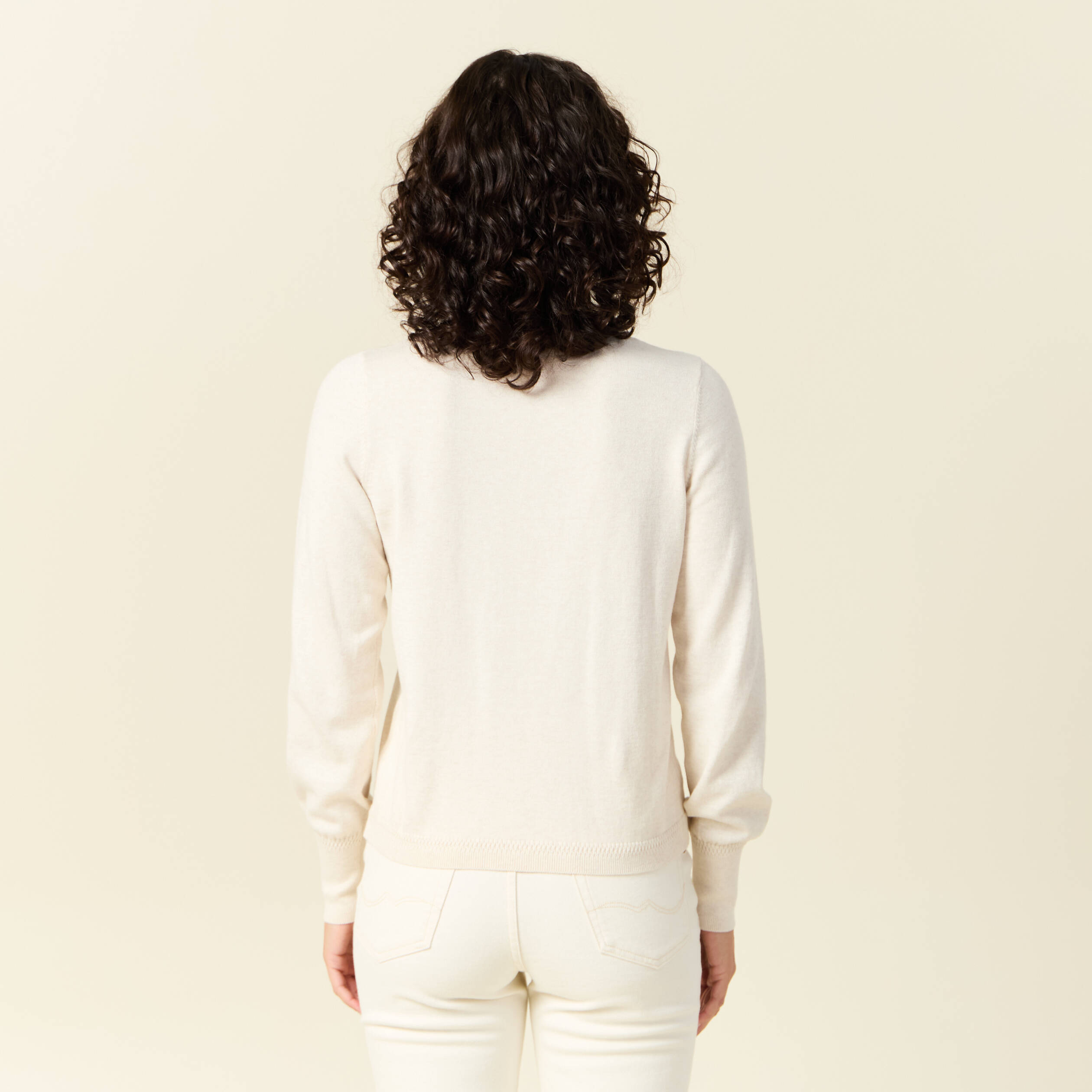 Pull manches longues creme femme