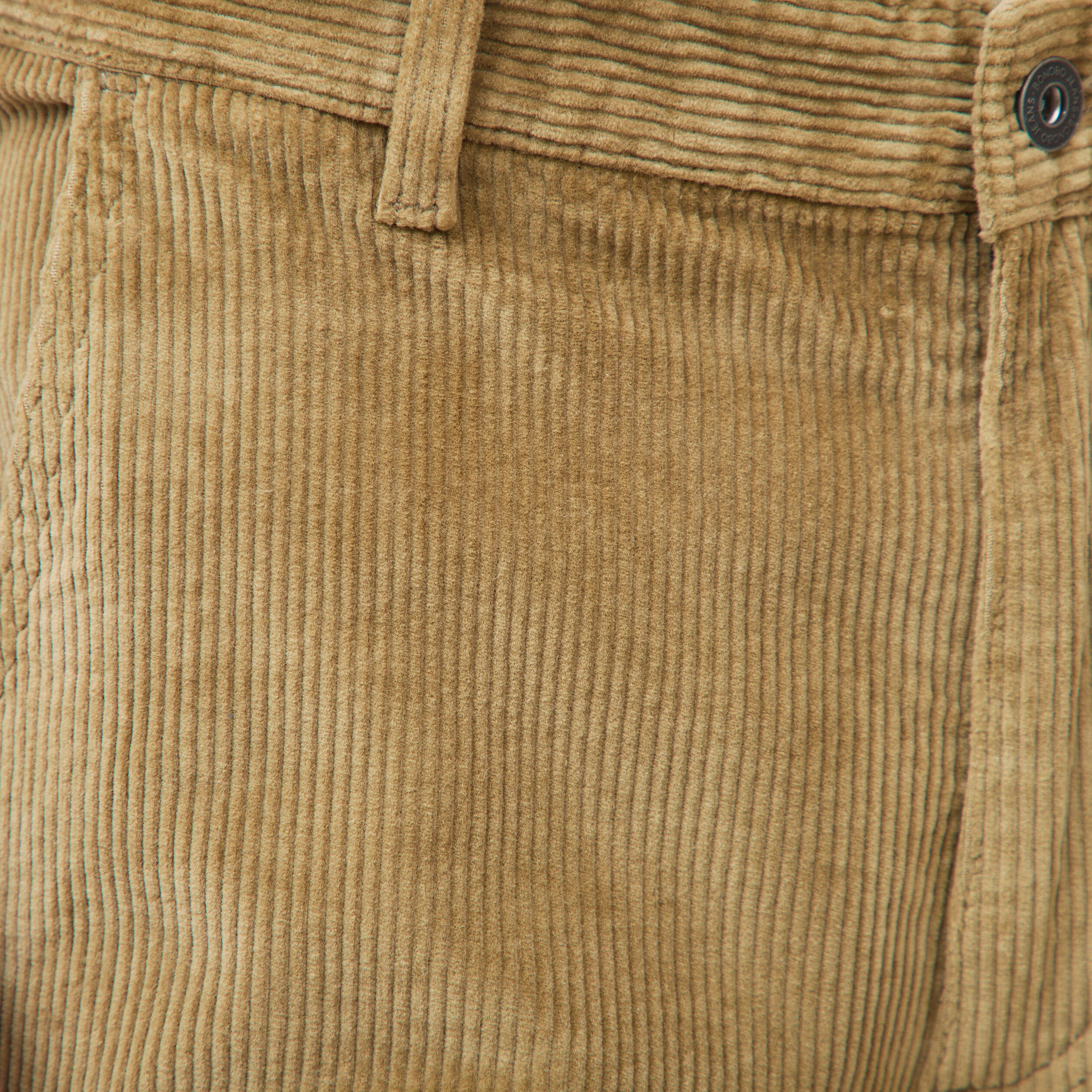 Pantalon droit en velours longueur 32 vert kaki homme