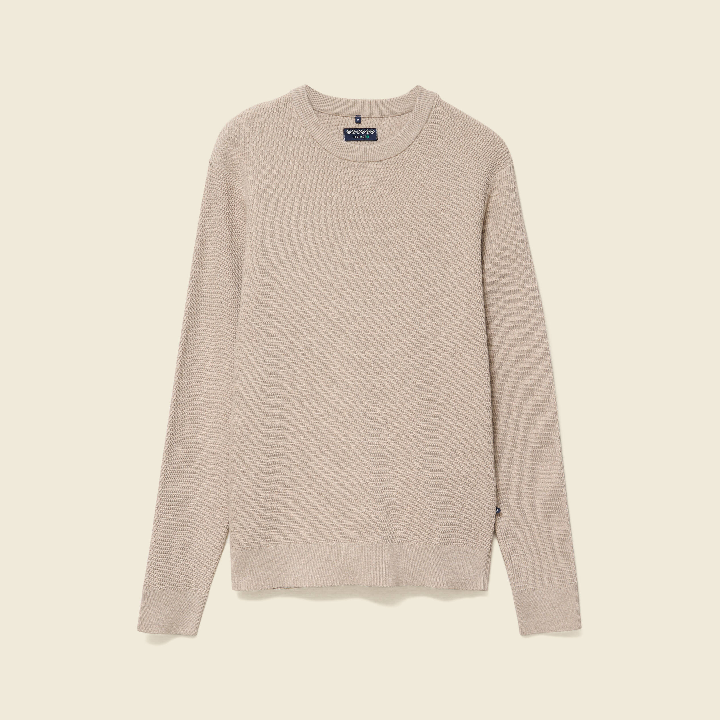 Pull droit manches longues sable homme