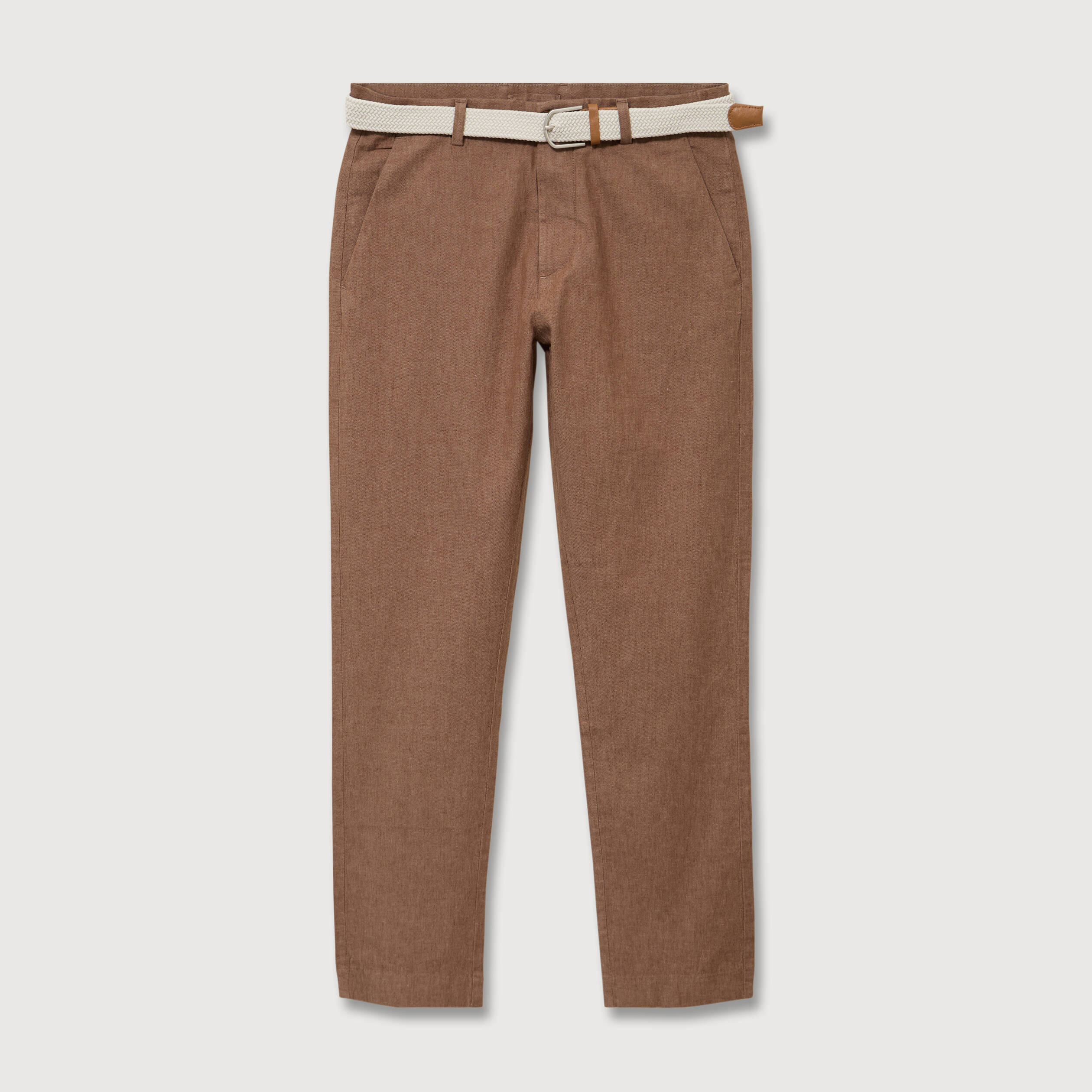 Chino coupe droite longueur 32 marron homme
