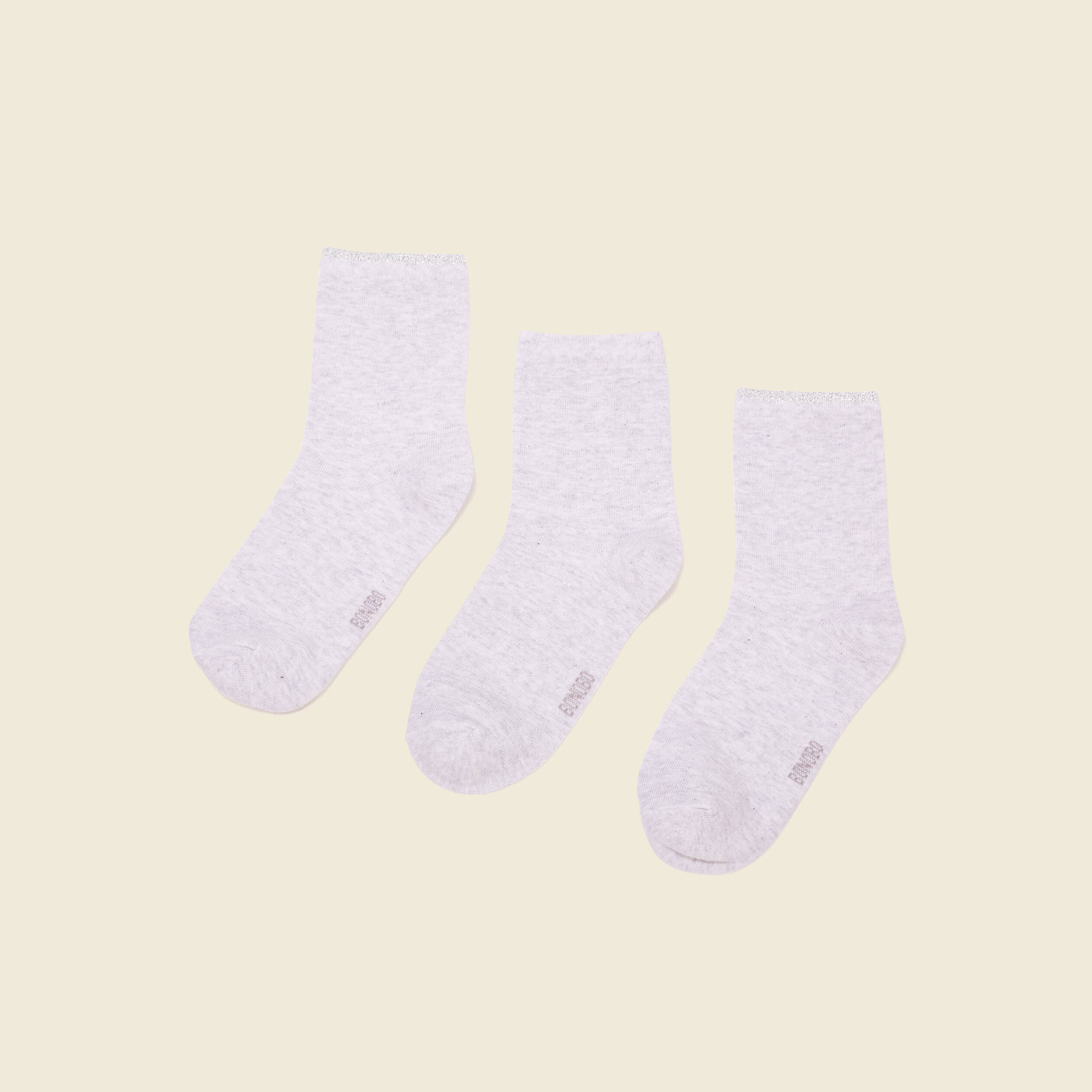 Lot 3 paires chaussettes gris clair femme