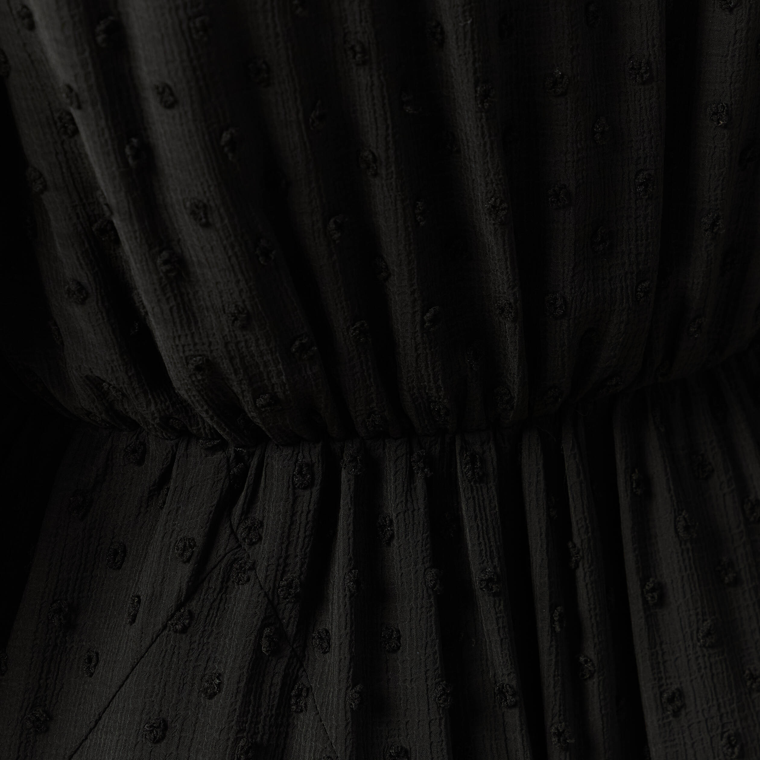 Robe fluide col v manches longues noir femme
