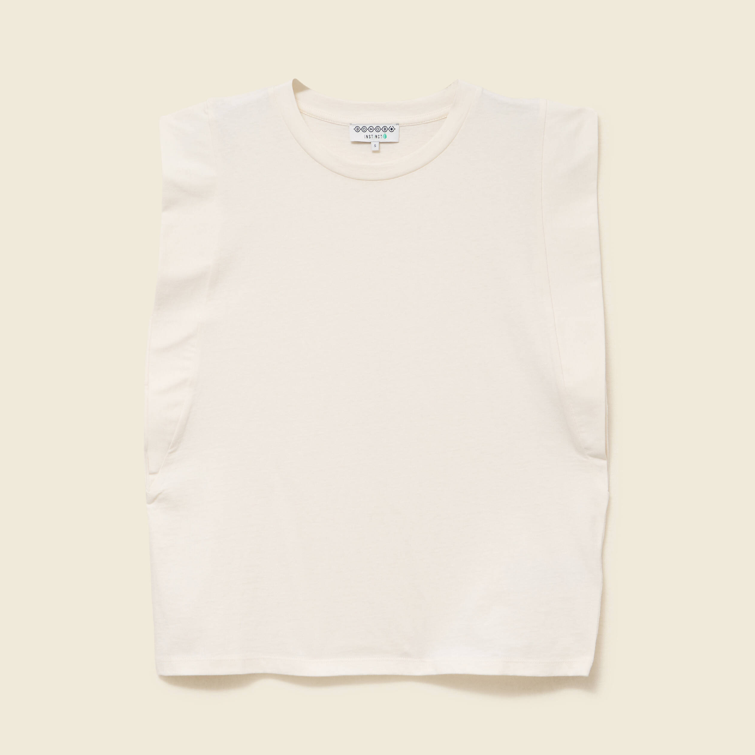 T-shirt en coton sans manches creme femme