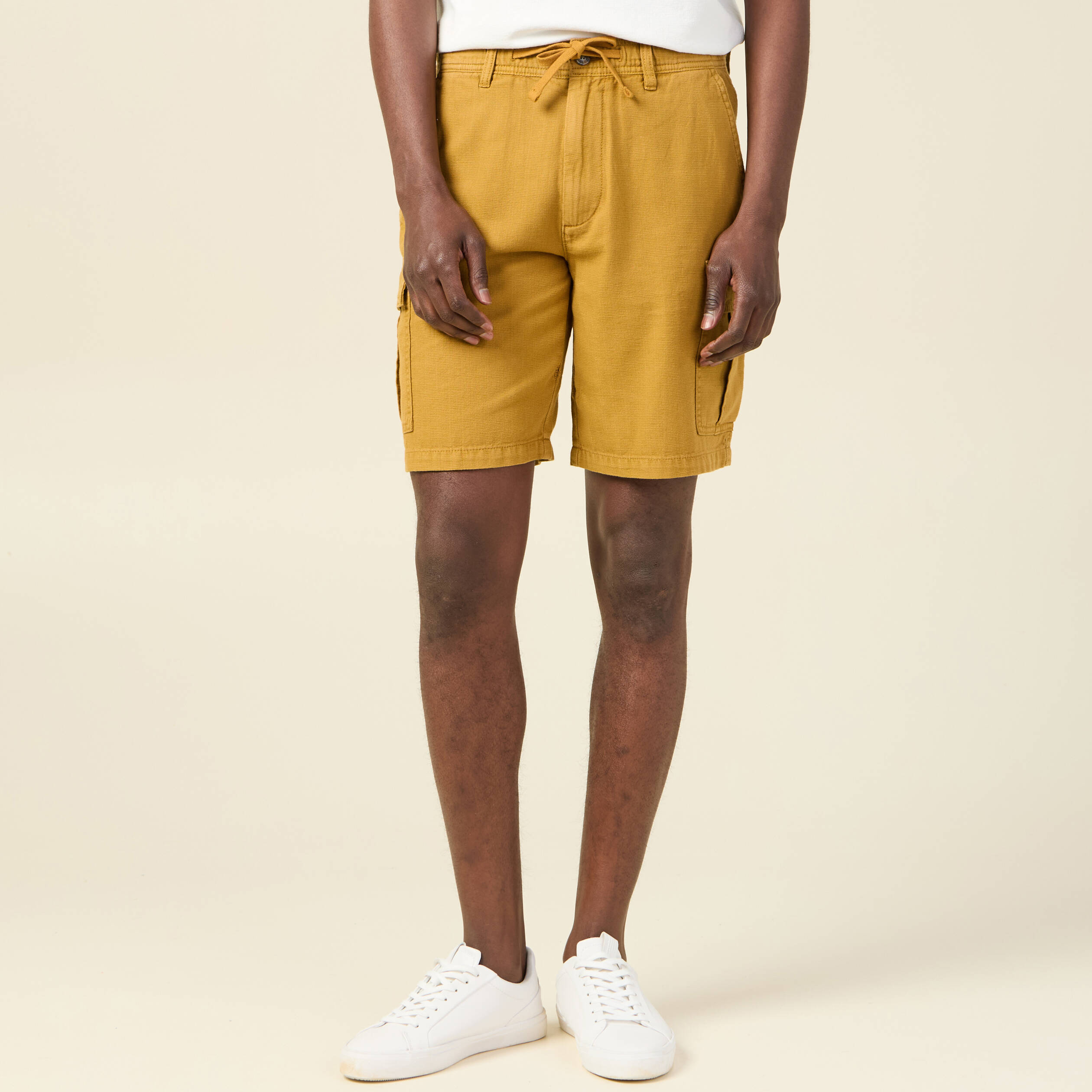 bermuda cargo a coulisse jaune moutarde homme Bermuda cargo à coulisse jaune moutarde homme