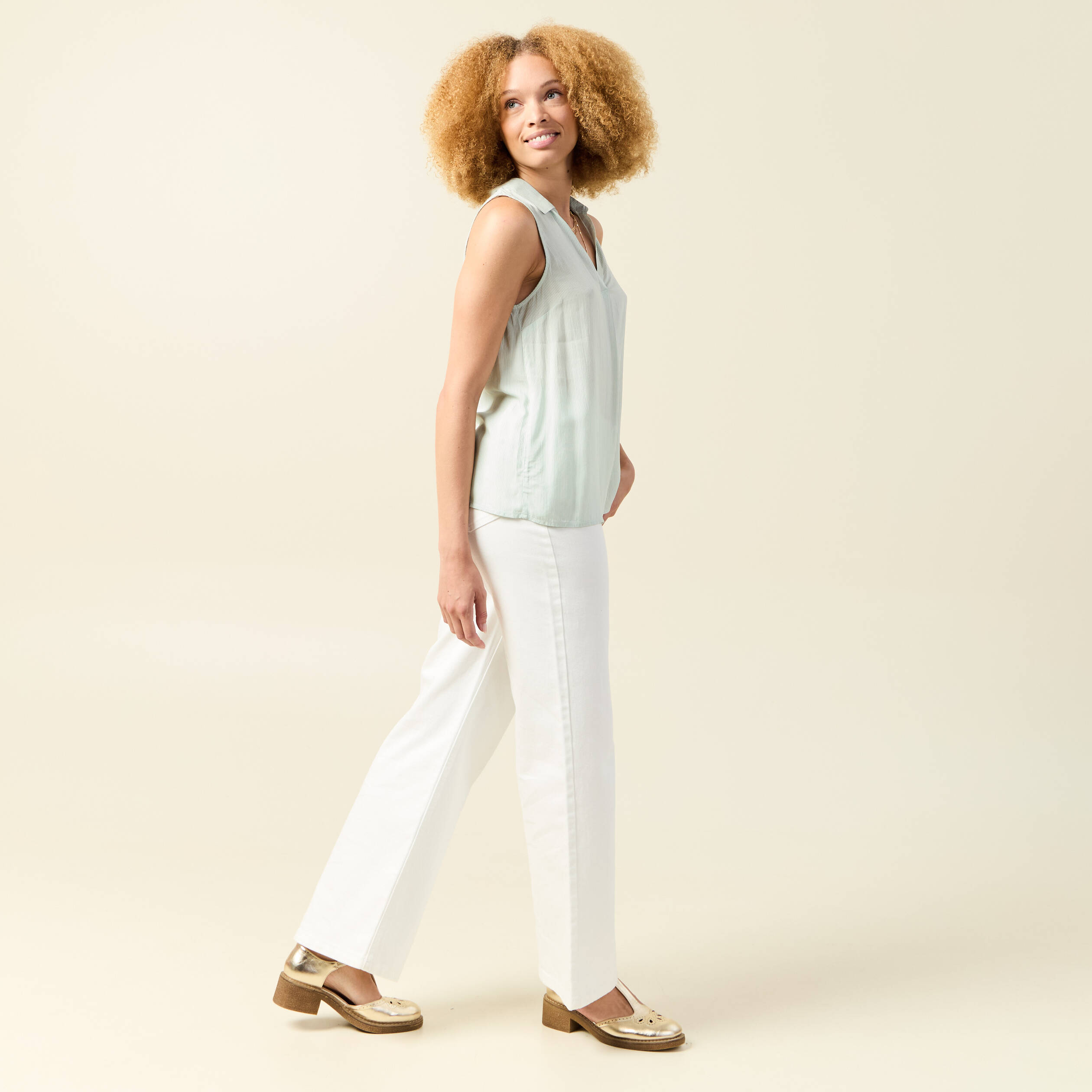 blouse sans manches vert olive femme Blouse sans manches vert olive femme